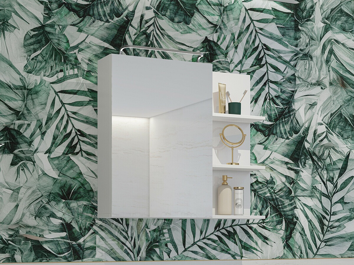 Spiegelschrank fürs Badezimmer Tecavu 102 (Weiß glänzend + Weiß)