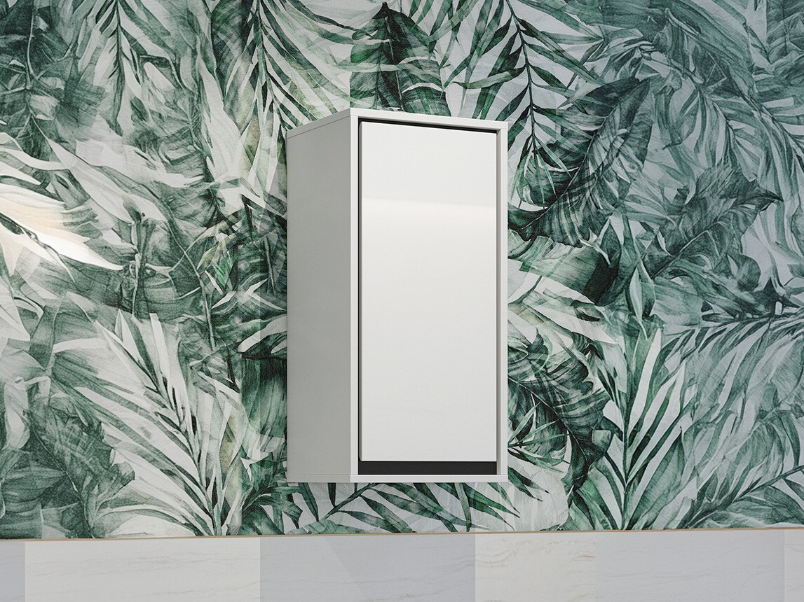Wandhängeschrank für Badezimmer Tecavu 100 (Weiß glänzend + Weiß)