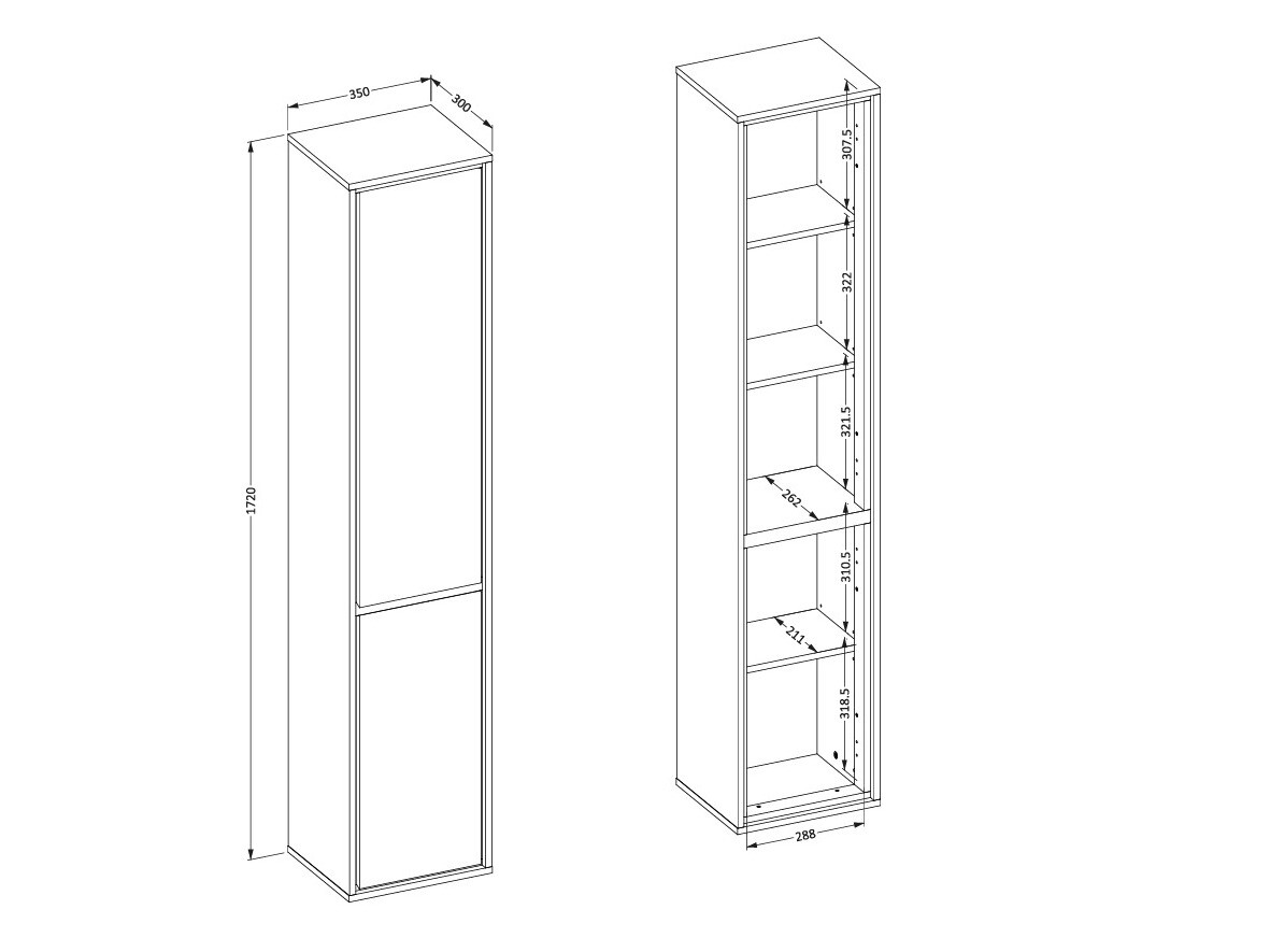 Wandhängeschrank für Badezimmer Tecavu 101 (Weiß glänzend + Weiß)