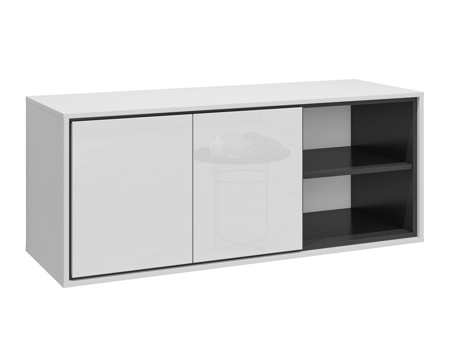 Wandhängeschrank für Badezimmer Tecavu 104 (Weiß glänzend + Weiß)