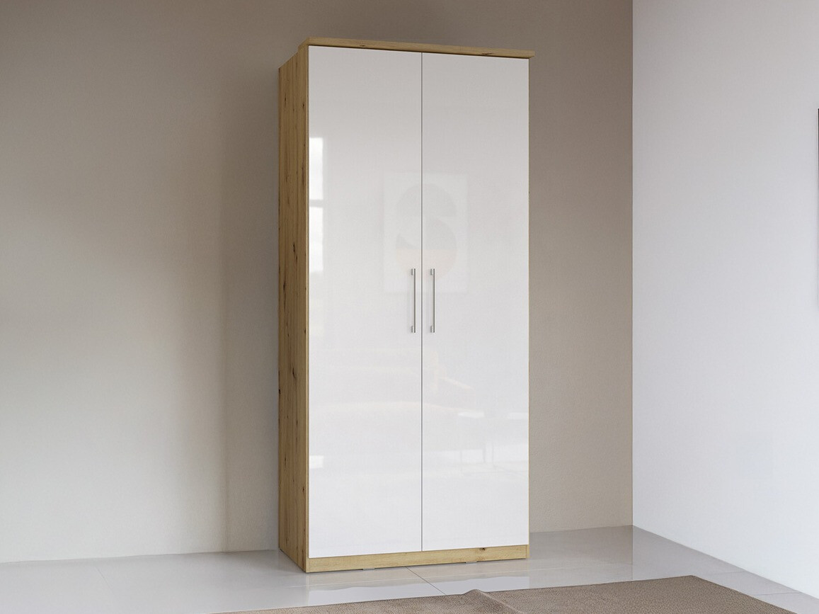 Kleiderschrank Tenodea 107 (Artisan Eichenholzoptik + Weiß glänzend)