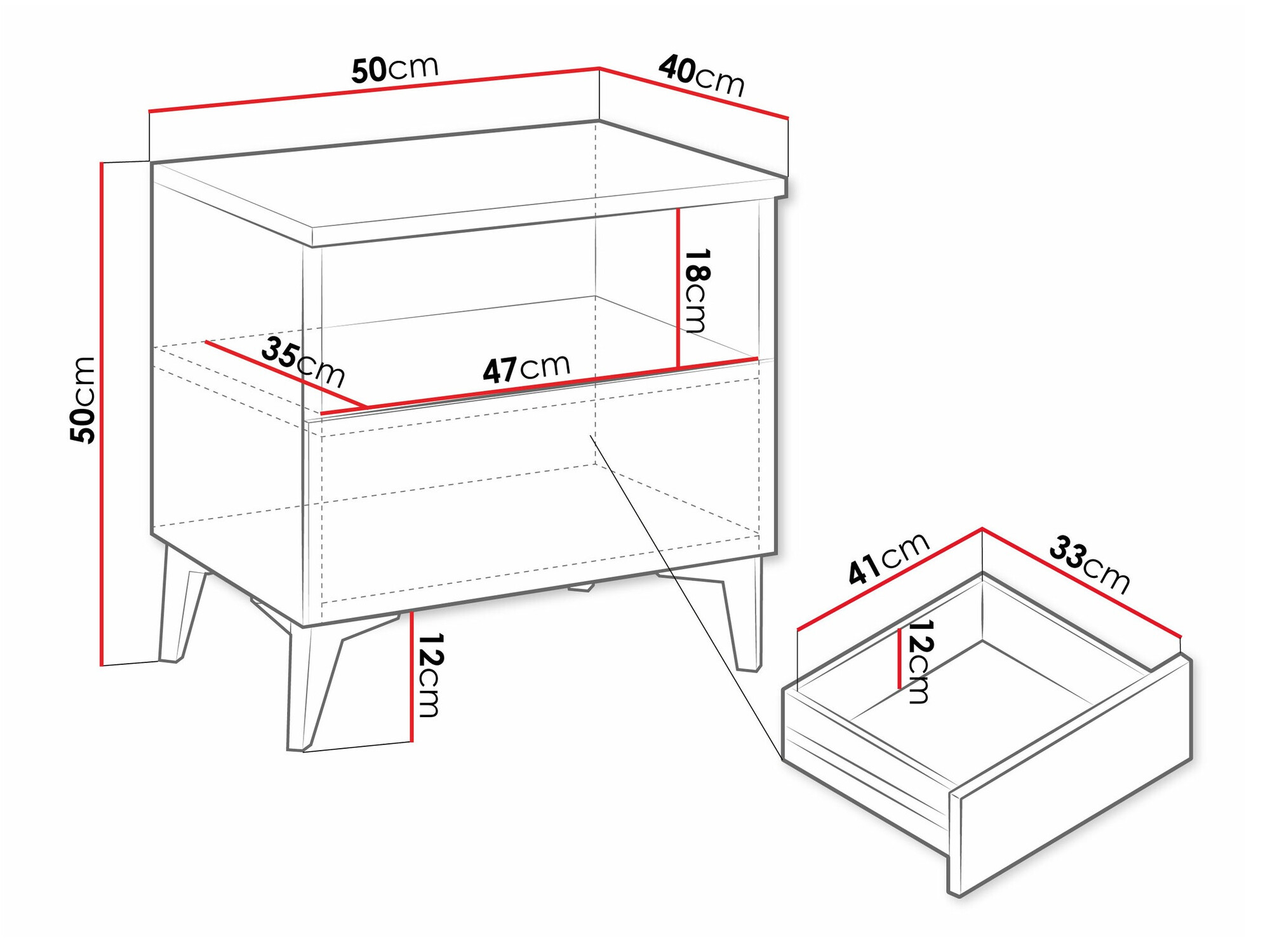 Nachttisch Comfivo 493 (Weiß + Weiß glänzend)