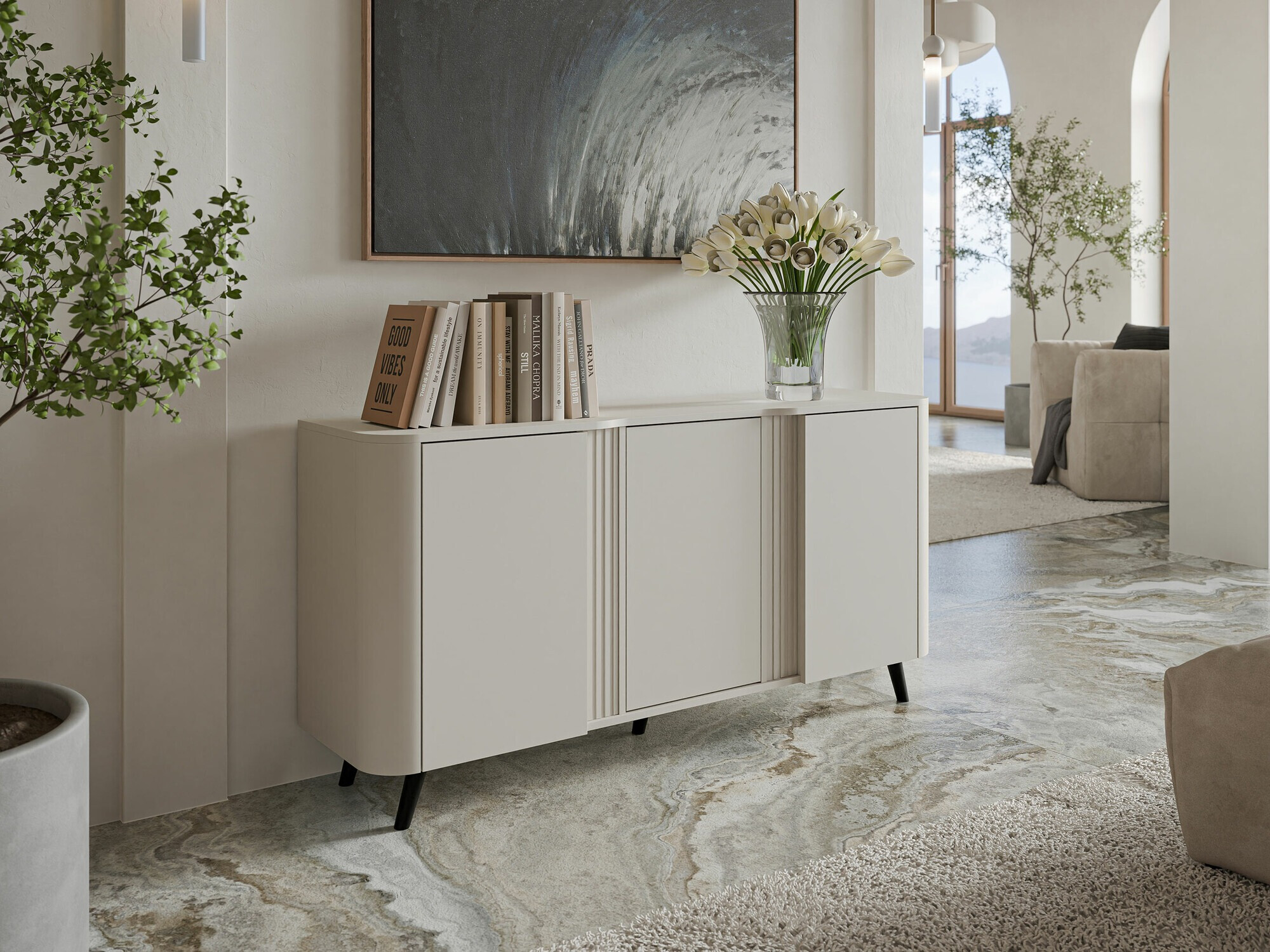 Sideboard Charlotte 201 (Kaschmir + Schwarz)