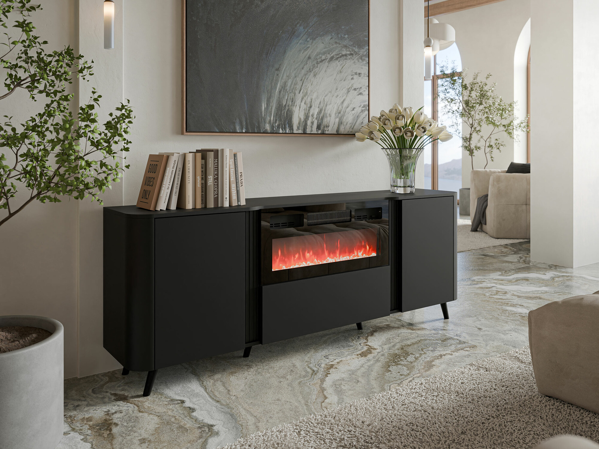 Sideboard Charlotte 202 (Schwarz)