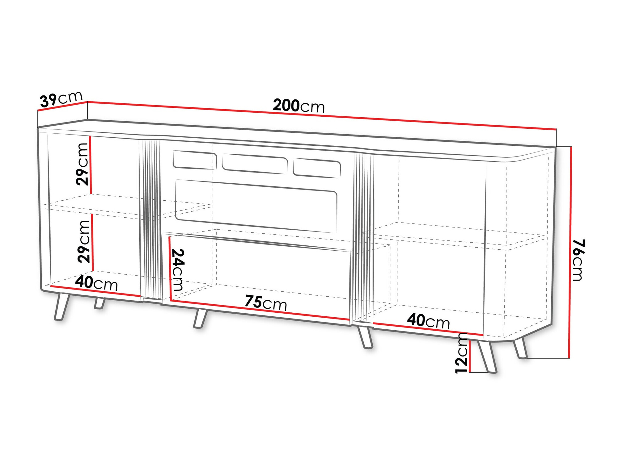 Sideboard Modus I (Kaschmir + Schwarz)