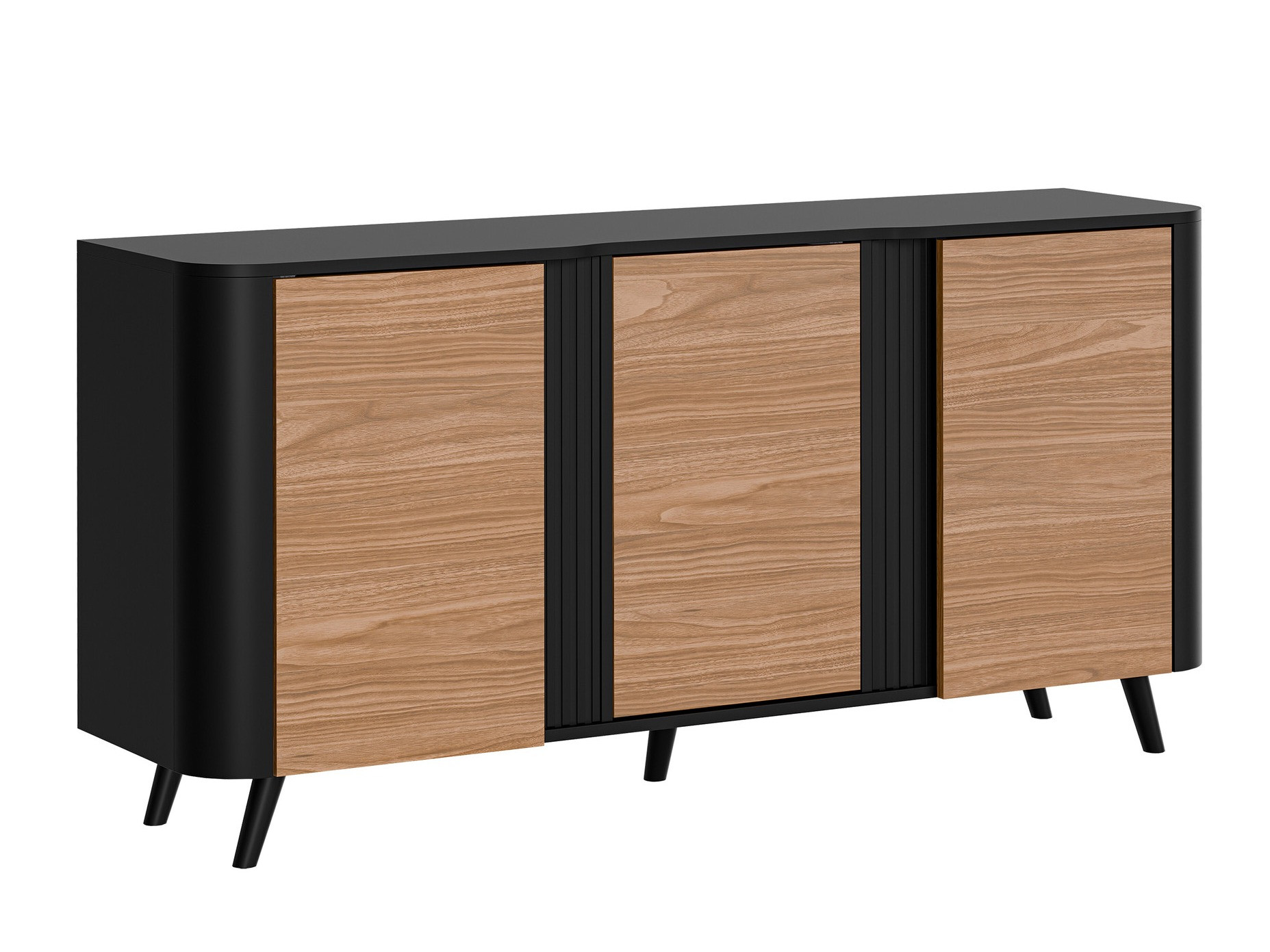 Sideboard Modus (Schwarz + Walnussholzoptik)
