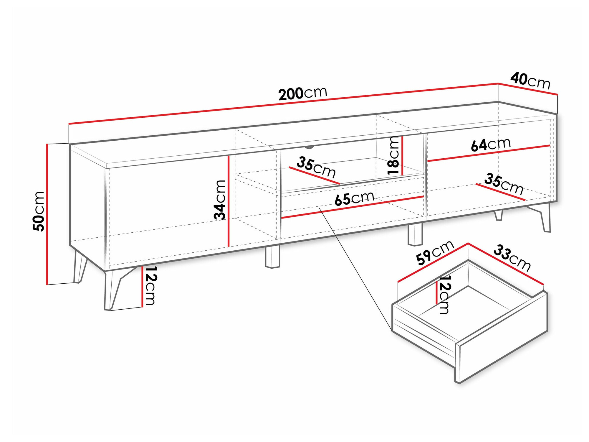 TV-Möbel Comfivo 490 (Weiß + Weiß glänzend)