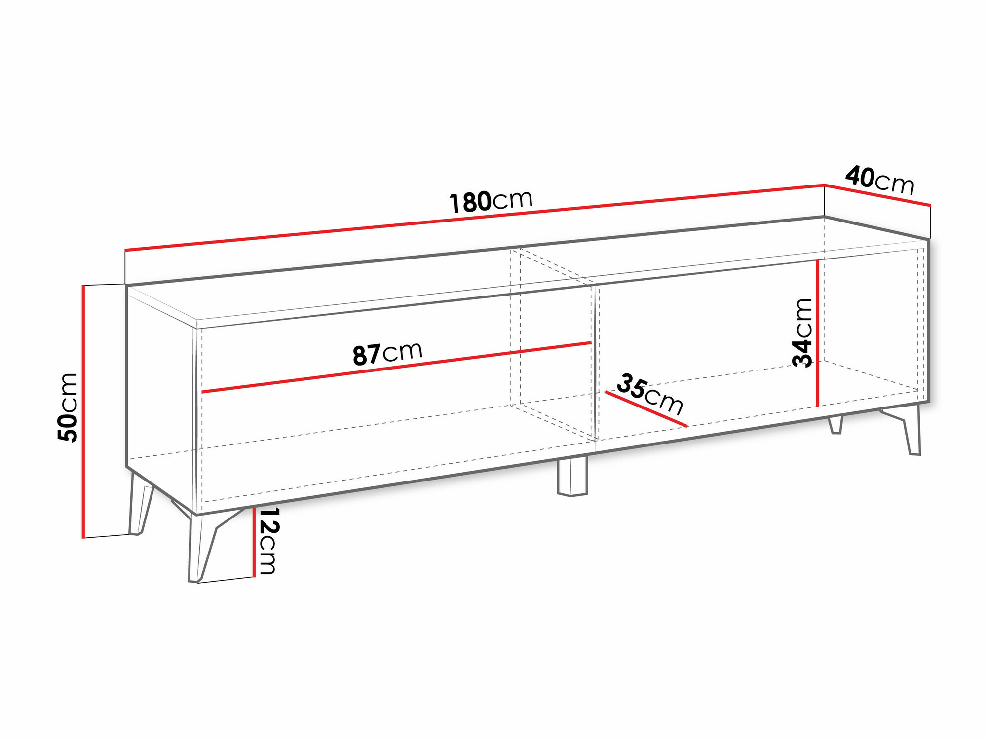 TV-Möbel Comfivo 491 (Weiß + Weiß glänzend)