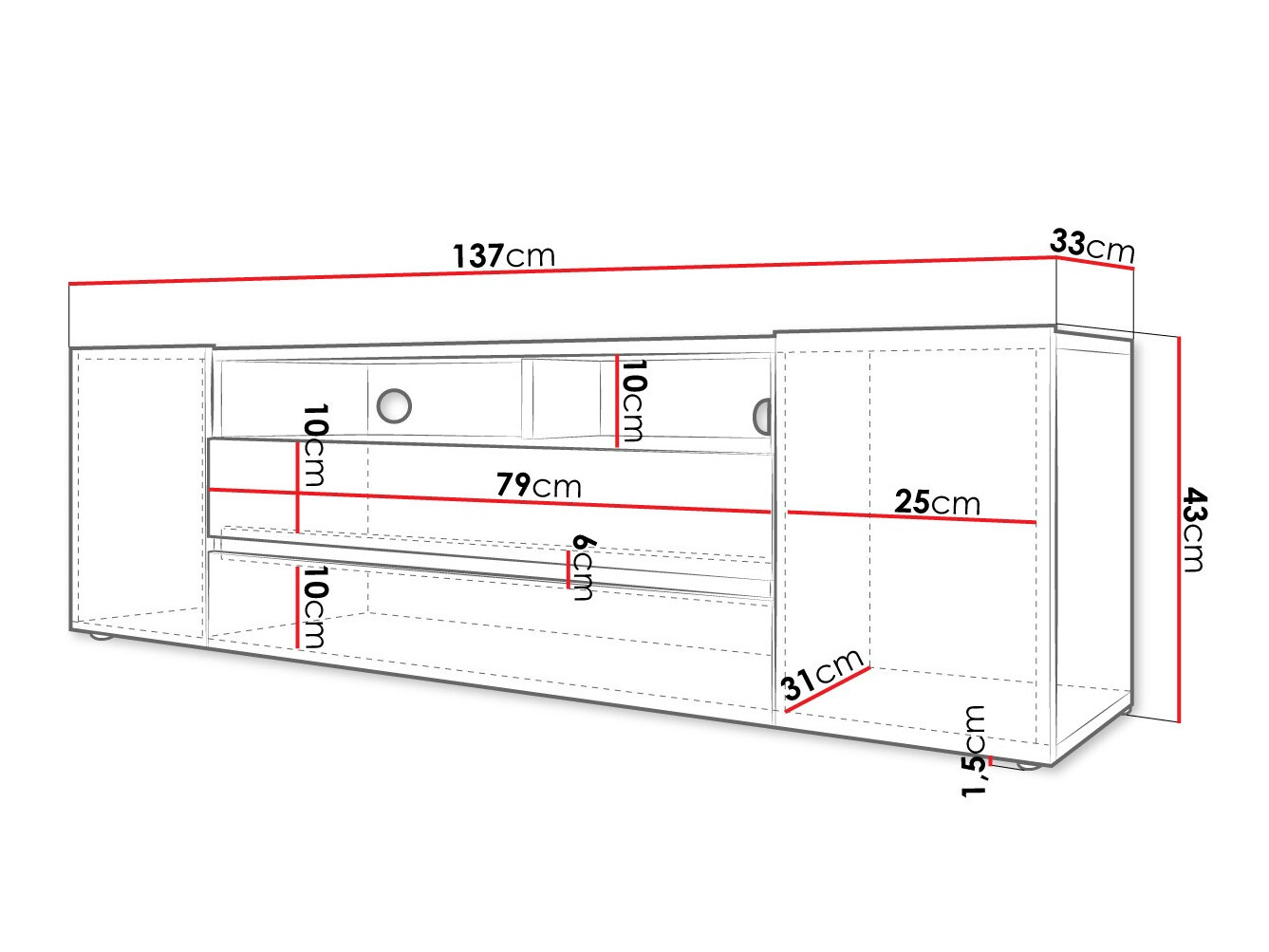 TV-Möbel Ager (Weiß + Weiß glänzend)