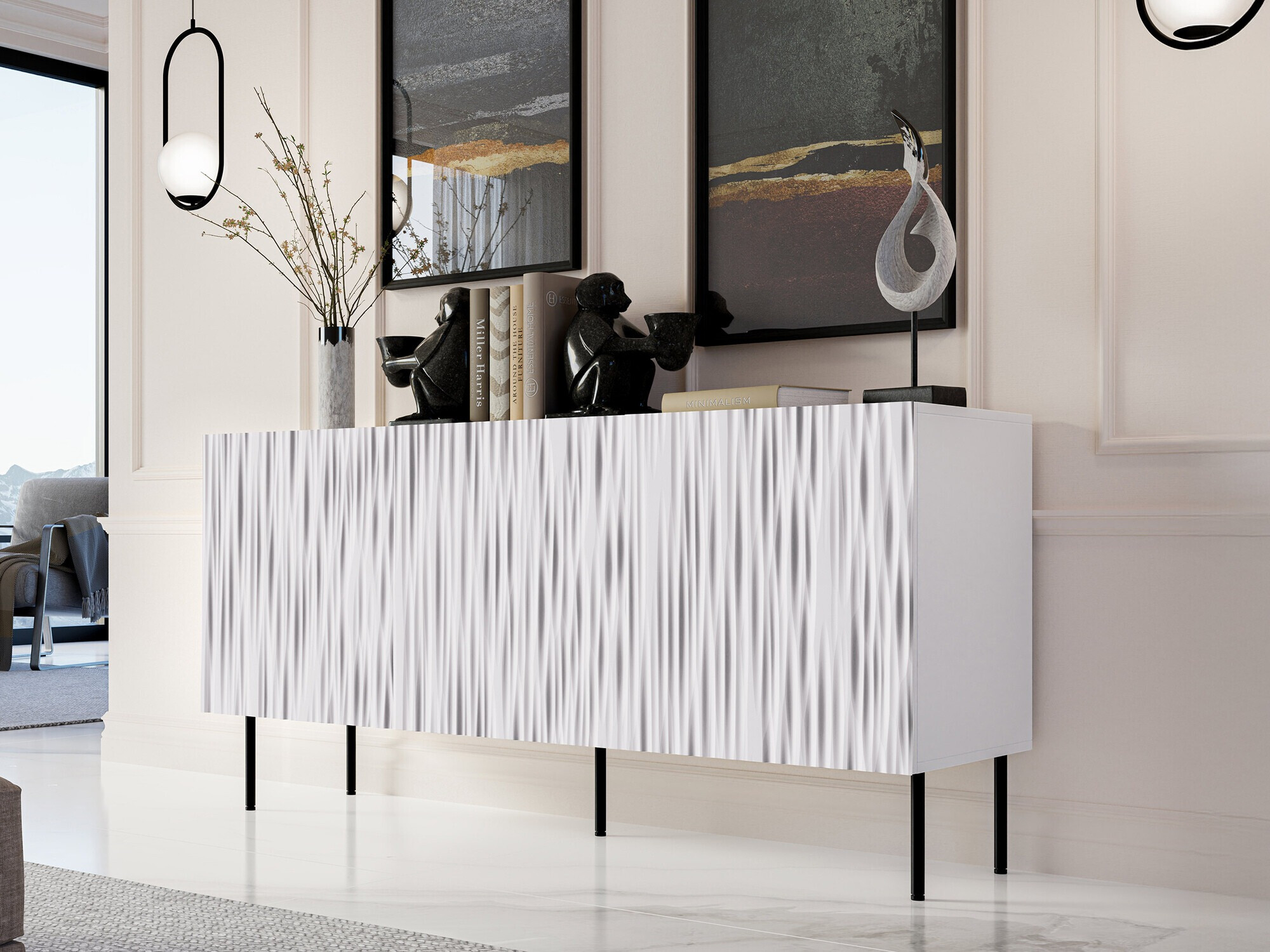 Sideboard Lorelbo 100 (Weiß + Schwarz)