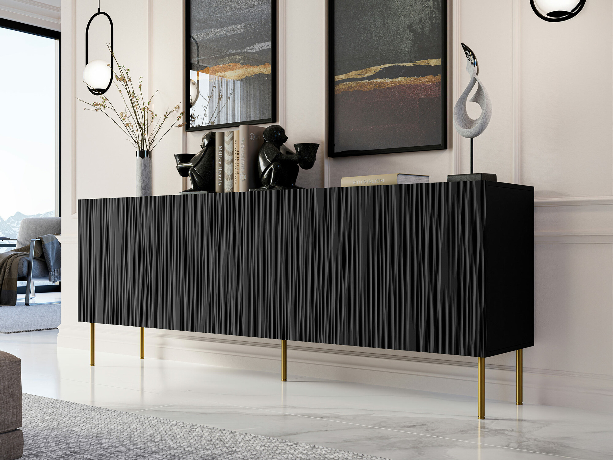 Sideboard Lorelbo 101 (Schwarz + Gold)