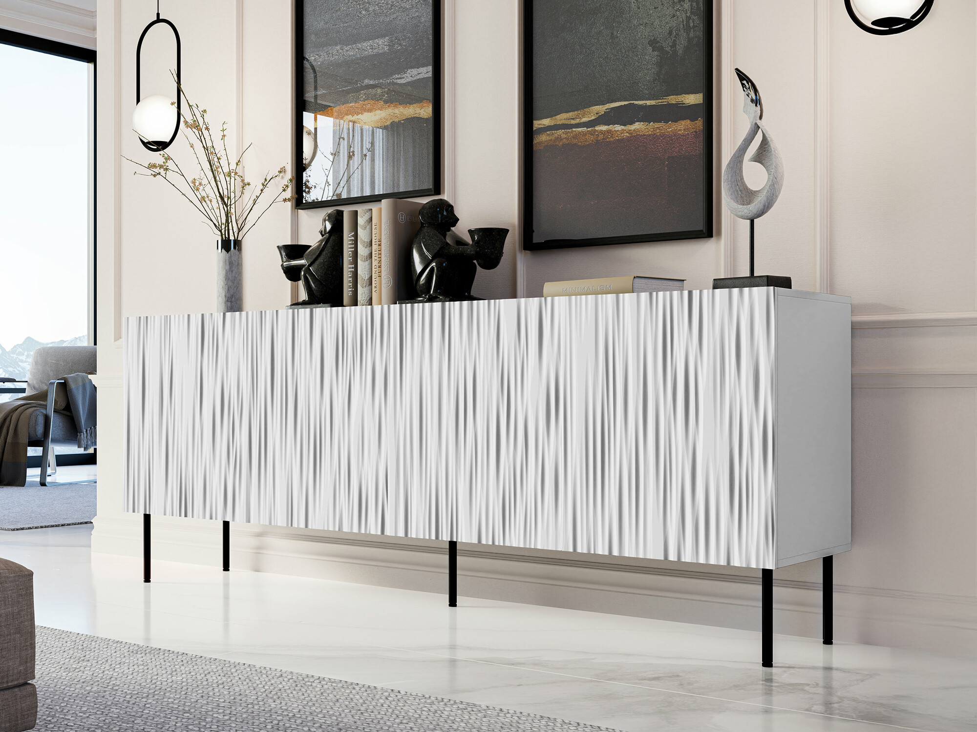 Sideboard Lorelbo 101 (Weiß + Schwarz)