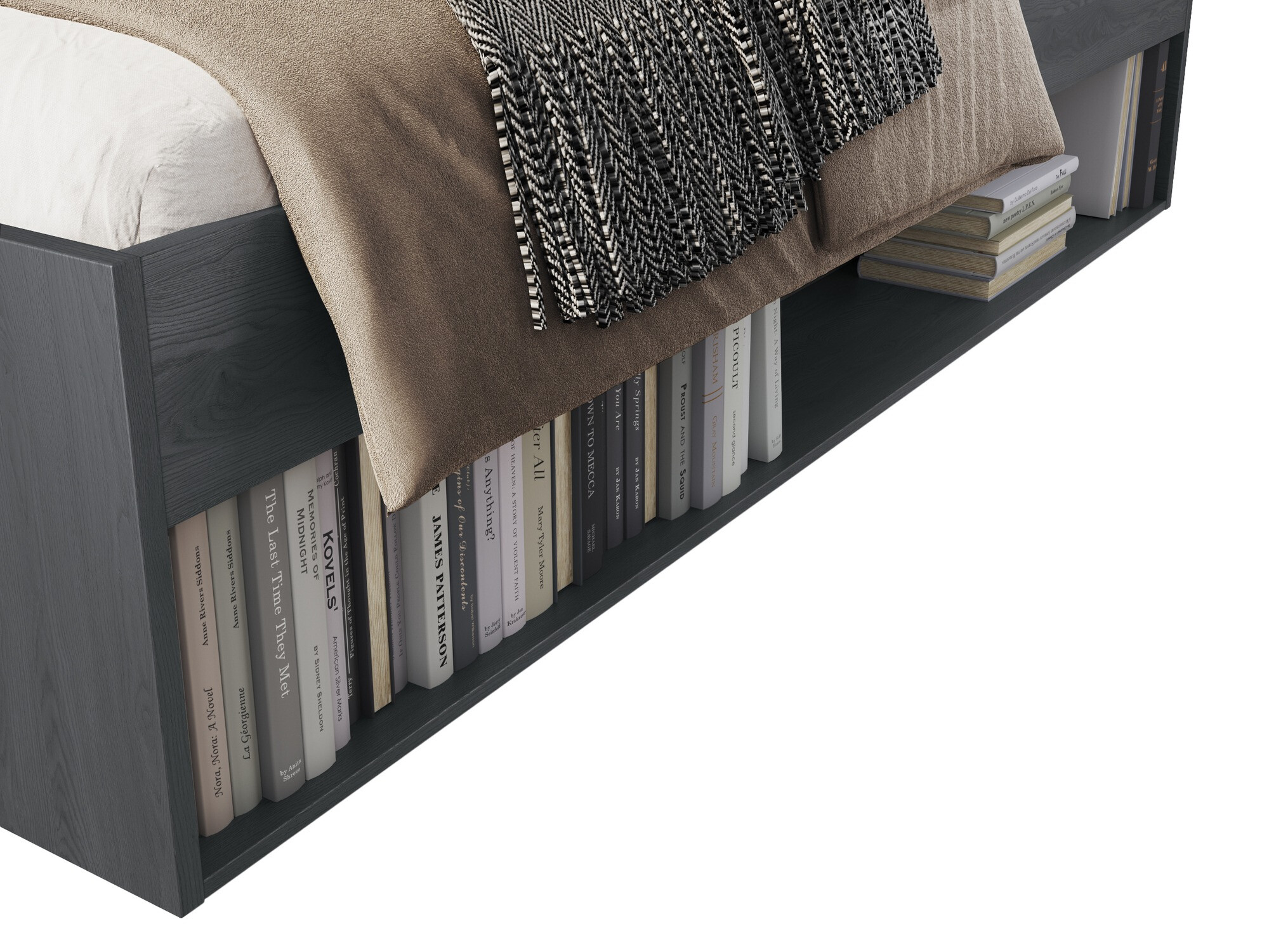 Bett Levruvu 106 (Eichenholzoptik Grau + Schwarz)