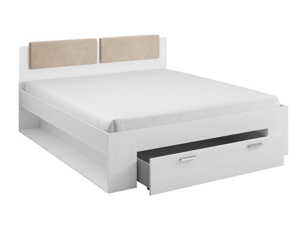 Bett Levruvu 106 (Esche gebleicht + Beige)