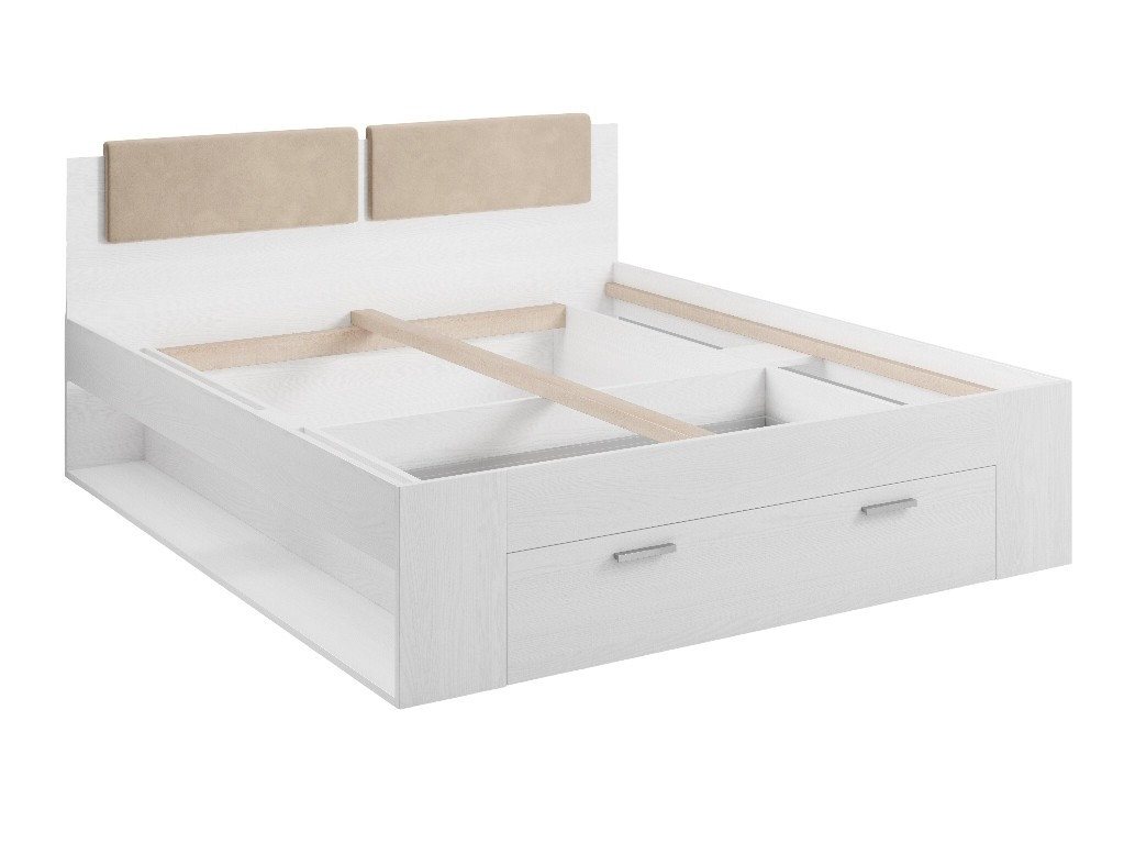 Bett Levruvu 106 (Esche gebleicht + Beige)