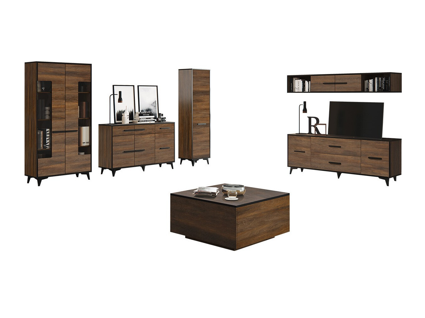 Wohnzimmer-Sets Avimora 112 (Walnussholzoptik)