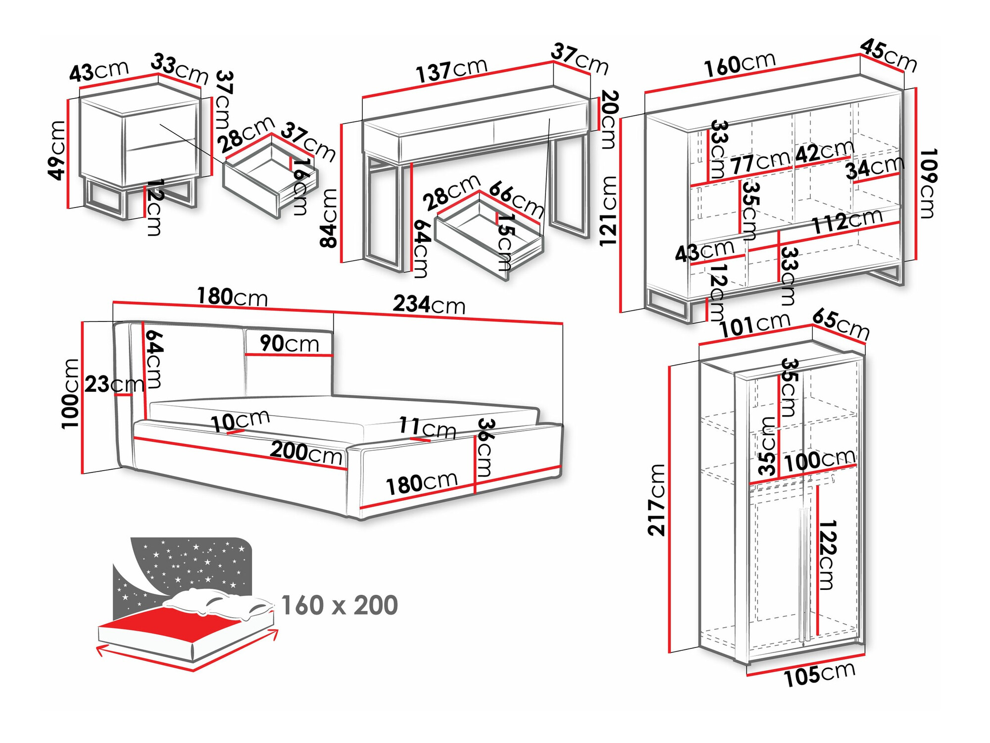 Schlafzimmer-Set Calcalo 110 (Grün)
