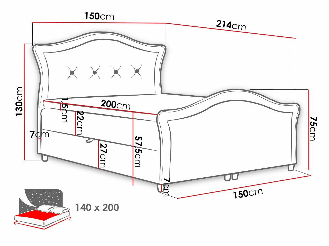 Boxspringbett Baltimore 136 (Magic Velvet 2207)