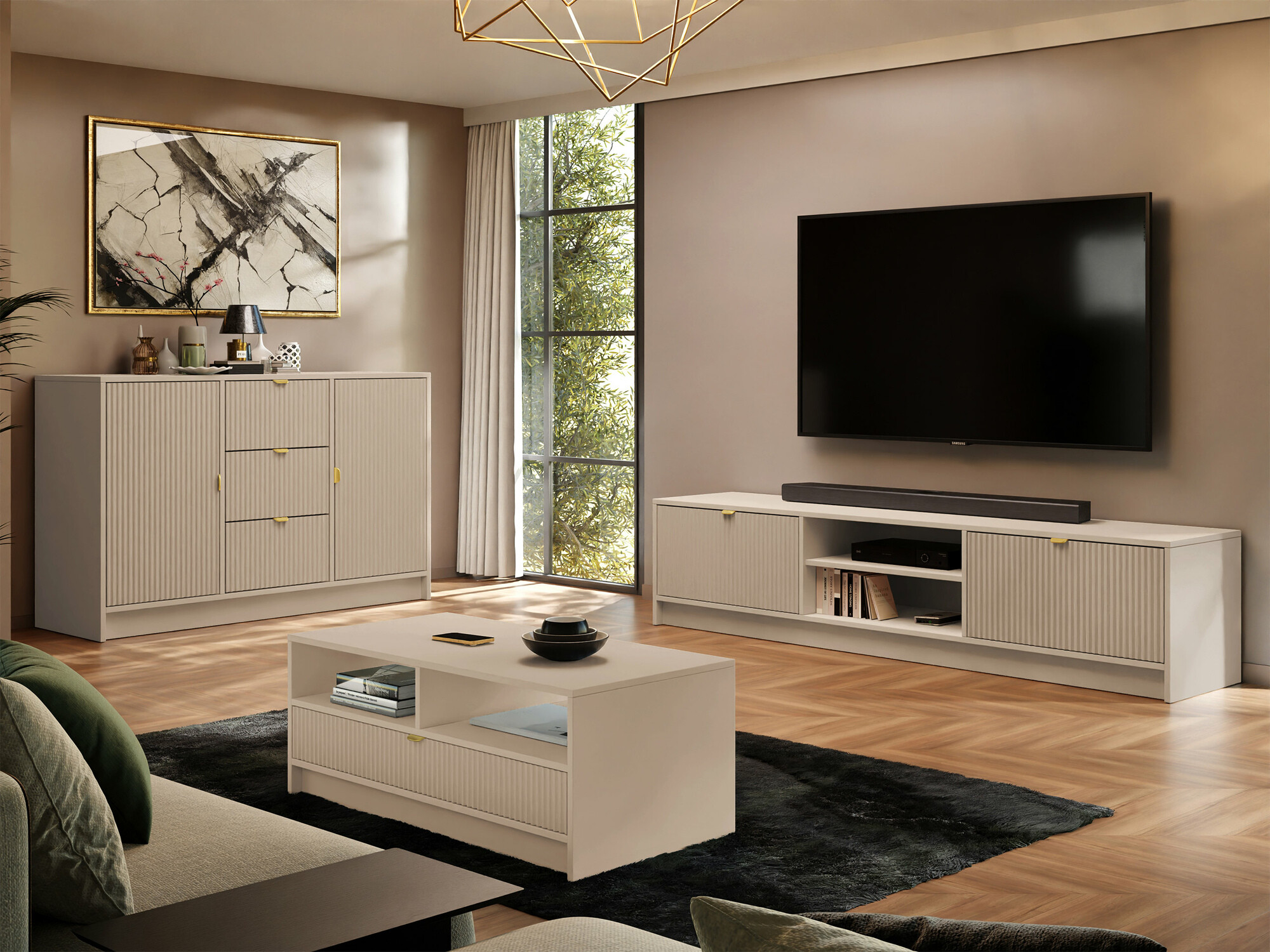 TV-Möbel Comfivo Papilio I (Beige)