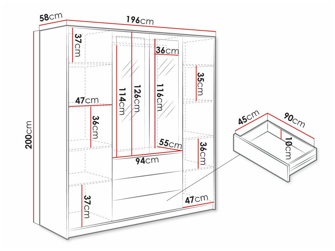 Kleiderschrank Musum (Weiß)