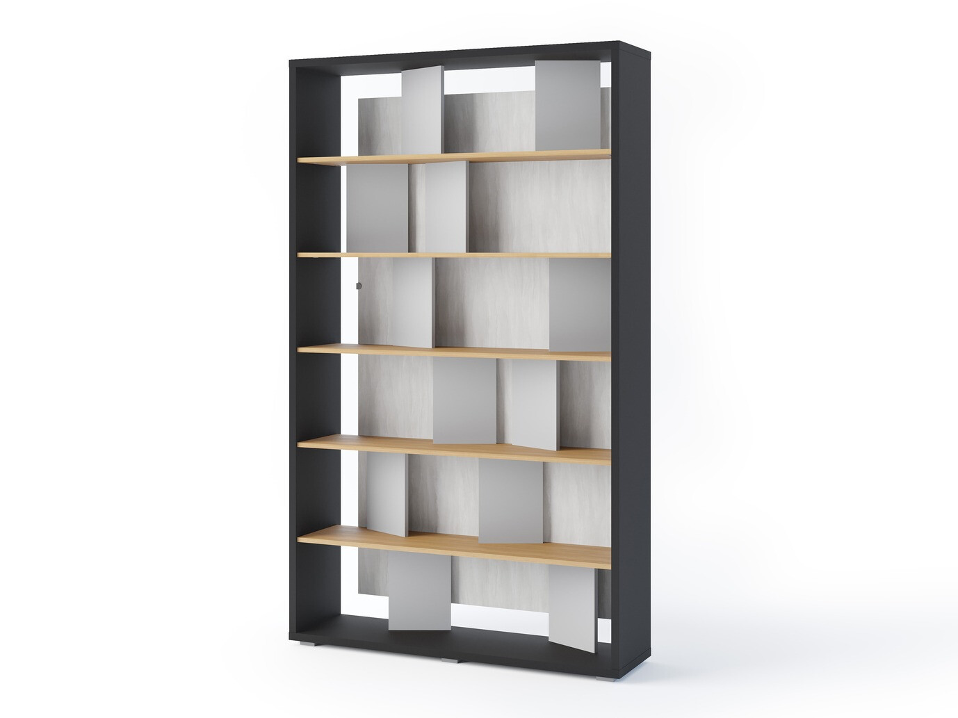 Regal Fresno 154 (Grau + Graphit + Eichenholzoptik)