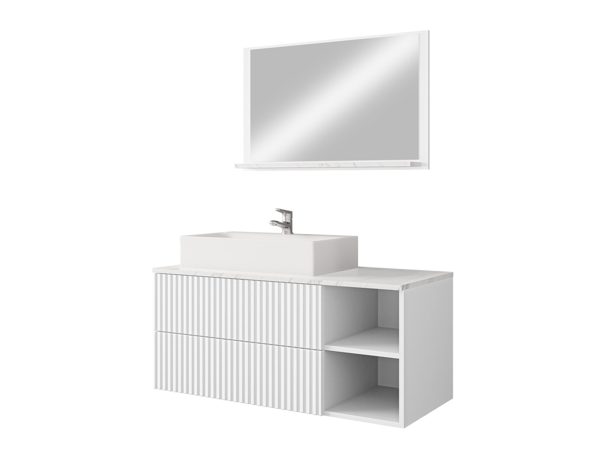 Badezimmer-Set Nauta (Weiß + Weißer Marmor)