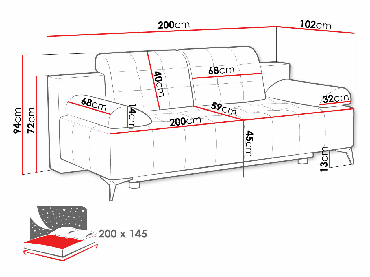 Schlafsofa Carlsbad 100 (Rico 14)
