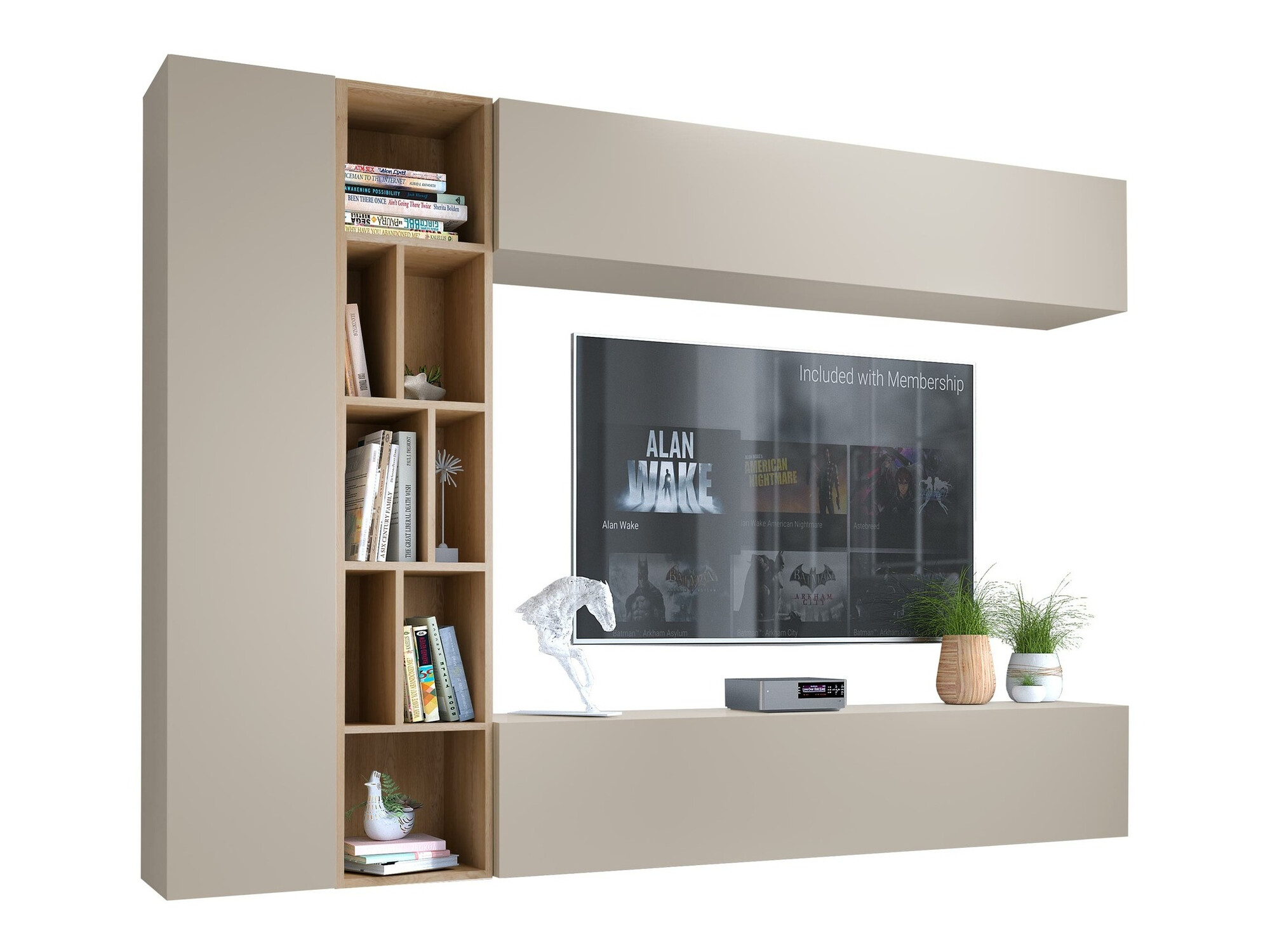 Wohnzimmer-Sets Comfivo Natura (Kaschmir + Artisan Eichenholzoptik)