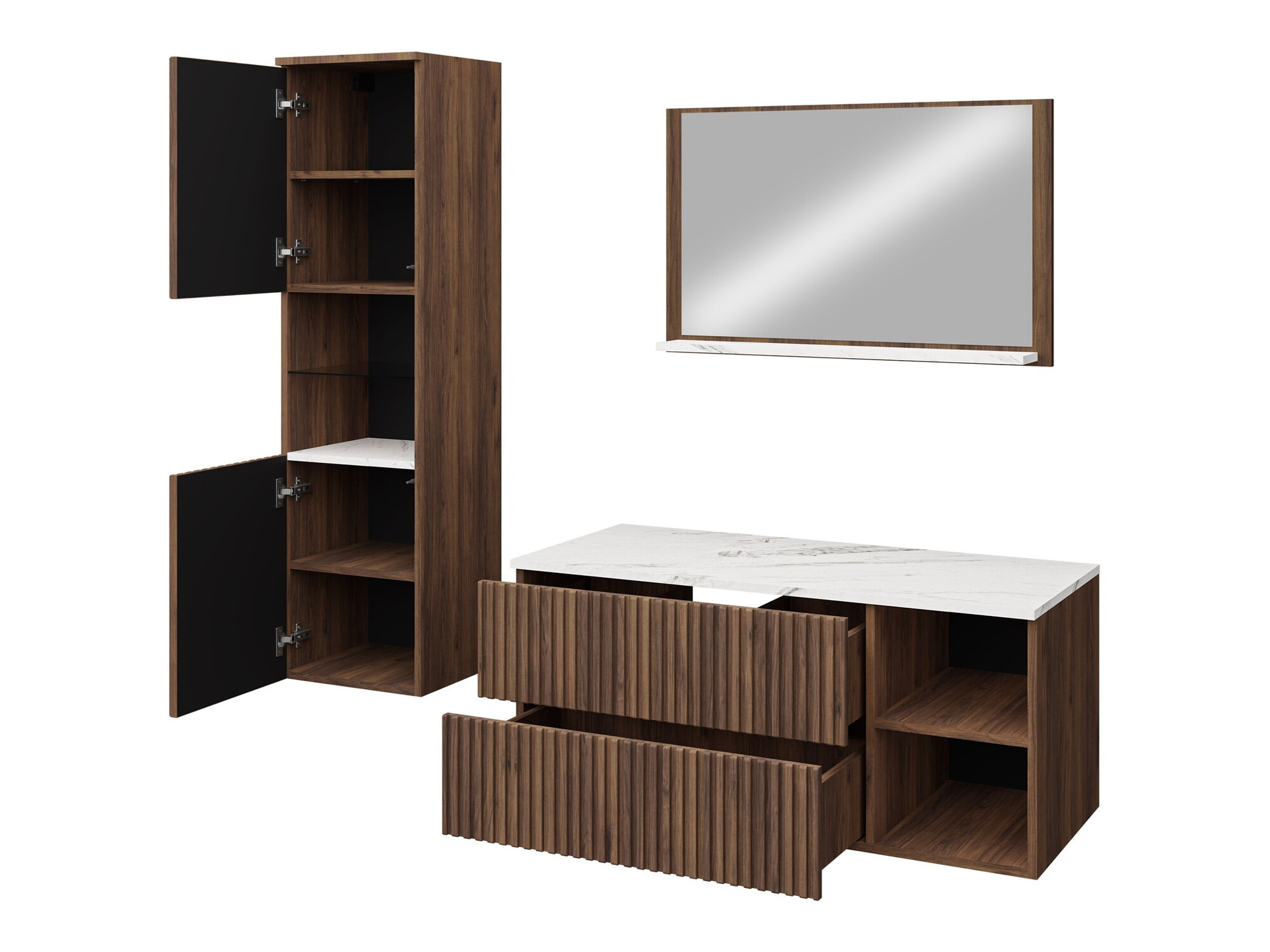 Badezimmer-Set Nauta I (Weiß + Weißer Marmor)