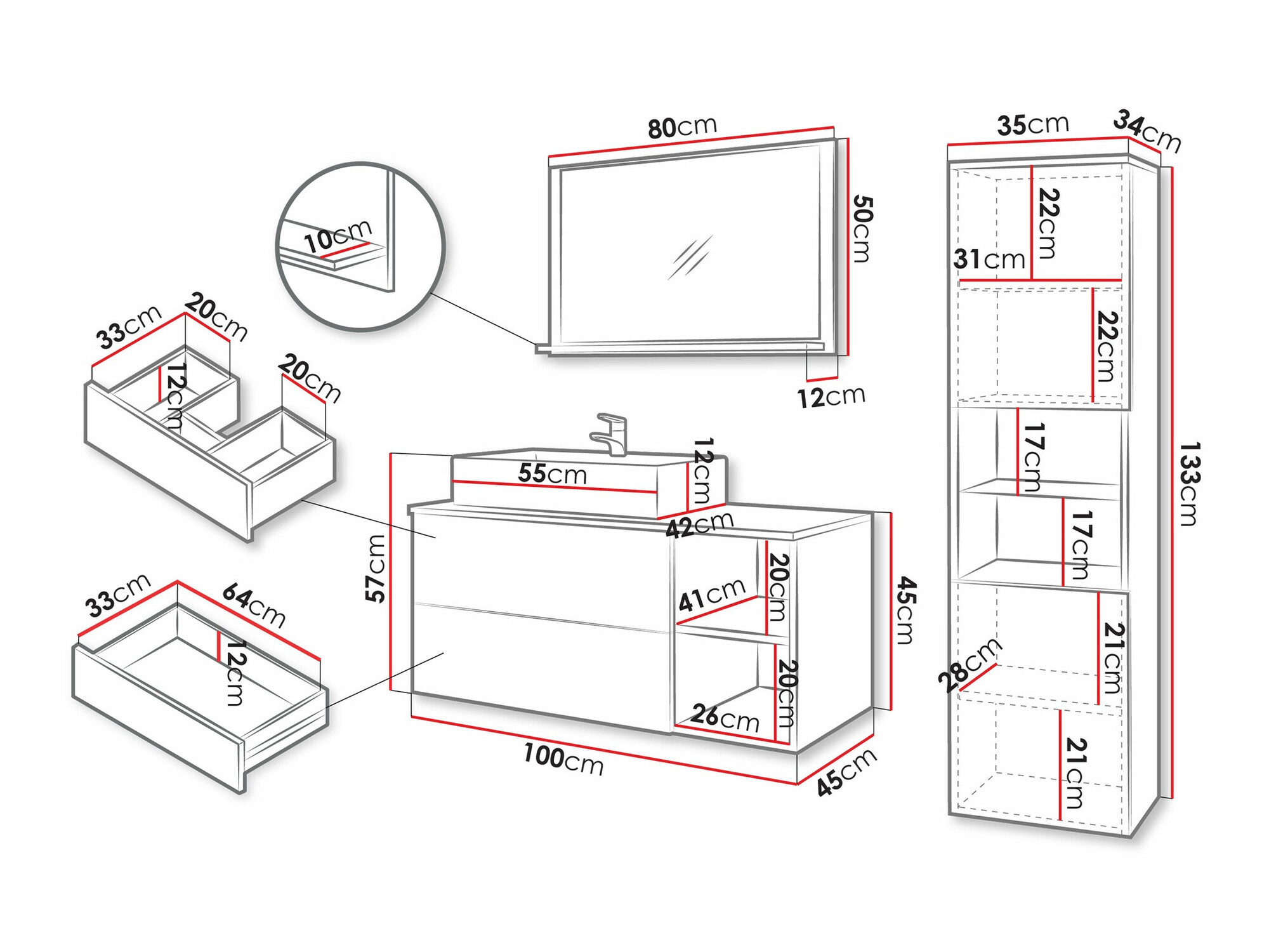 Badezimmer-Set Ophruvi 104 (Weiß)