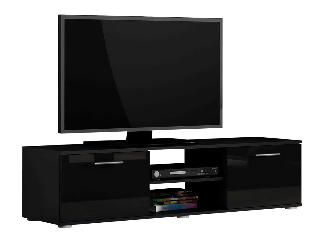 TV-Möbel Tornola 100 (Schwarz + Schwarz glänzend)