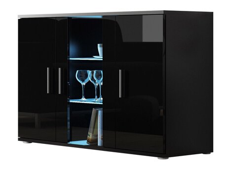 Sideboard Tornola 106 (Schwarz + Schwarz glänzend)