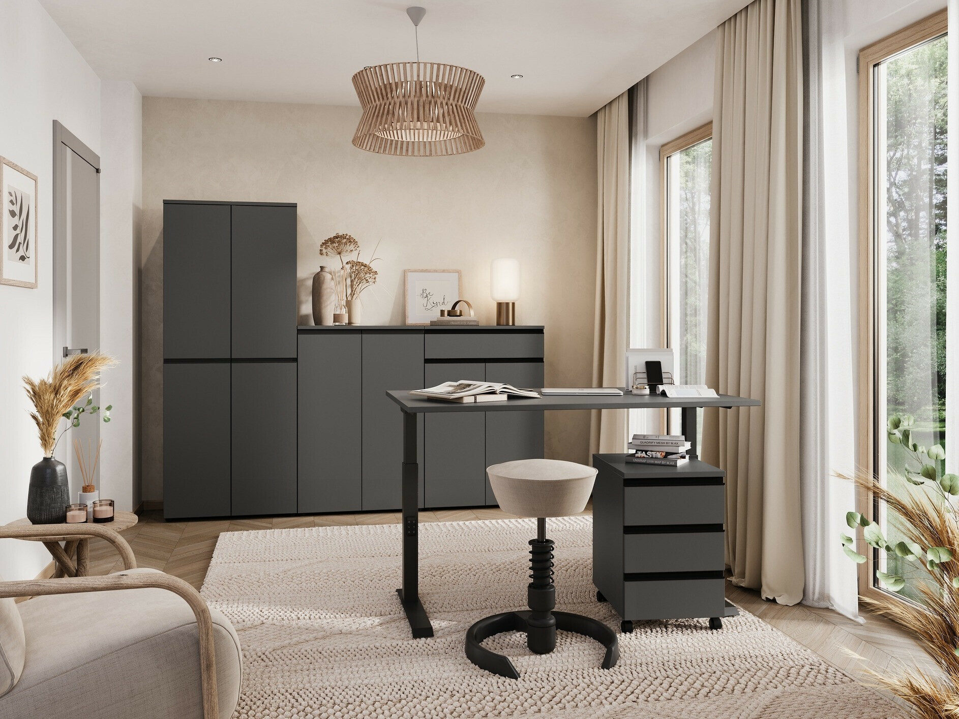 Bürotisch Vesbeno 109 (Graphit + Schwarz)