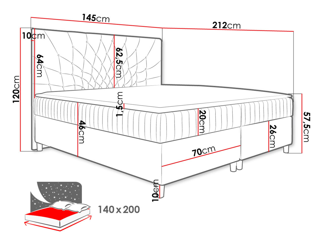 Boxspringbett Baltimore 175 (Manila 26)
