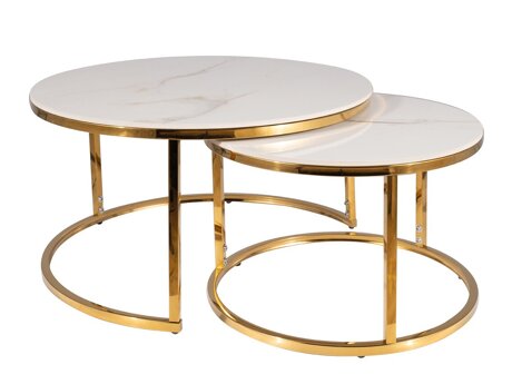 Couchtischset Detroit 676 (Gold + Weißer Marmor)