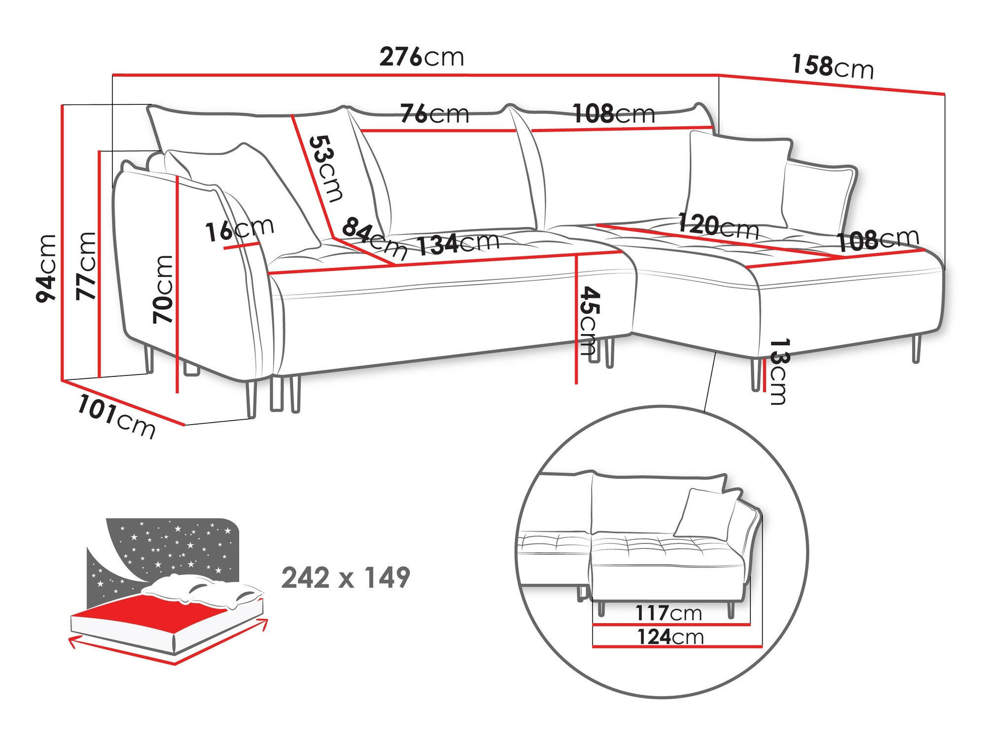 Ecksofa TrendyNest Cervon (Onega 02)