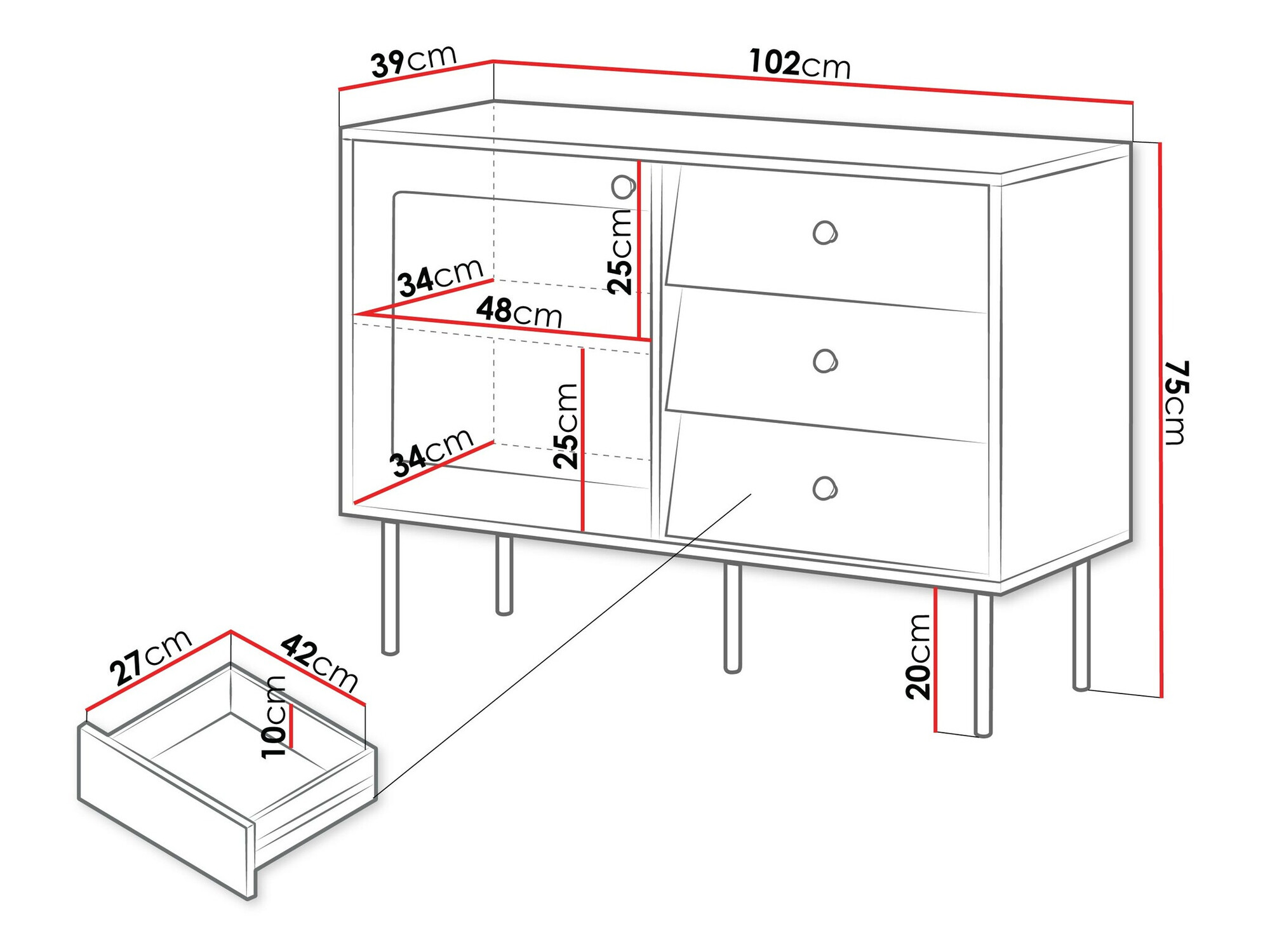 Kommoden Feletri 100 (Schwarz)