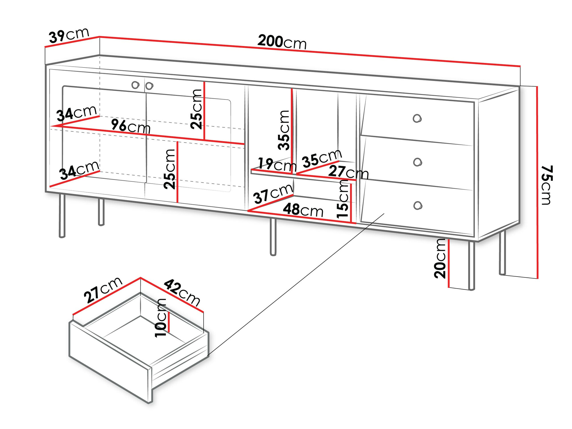 Kommoden Feletri 104 (Schwarz)