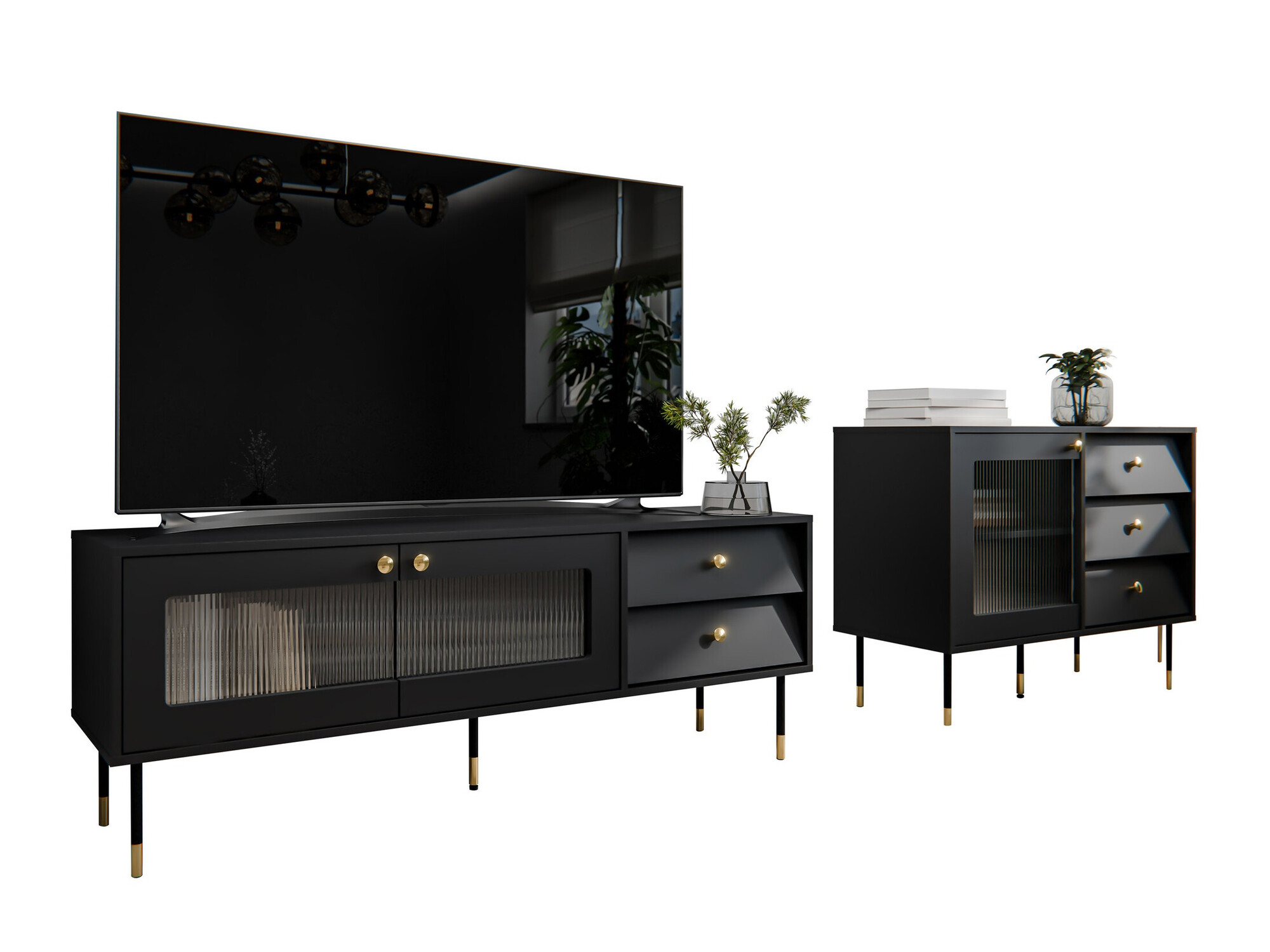 Wohnzimmer-Sets Feletri 108 (Schwarz)