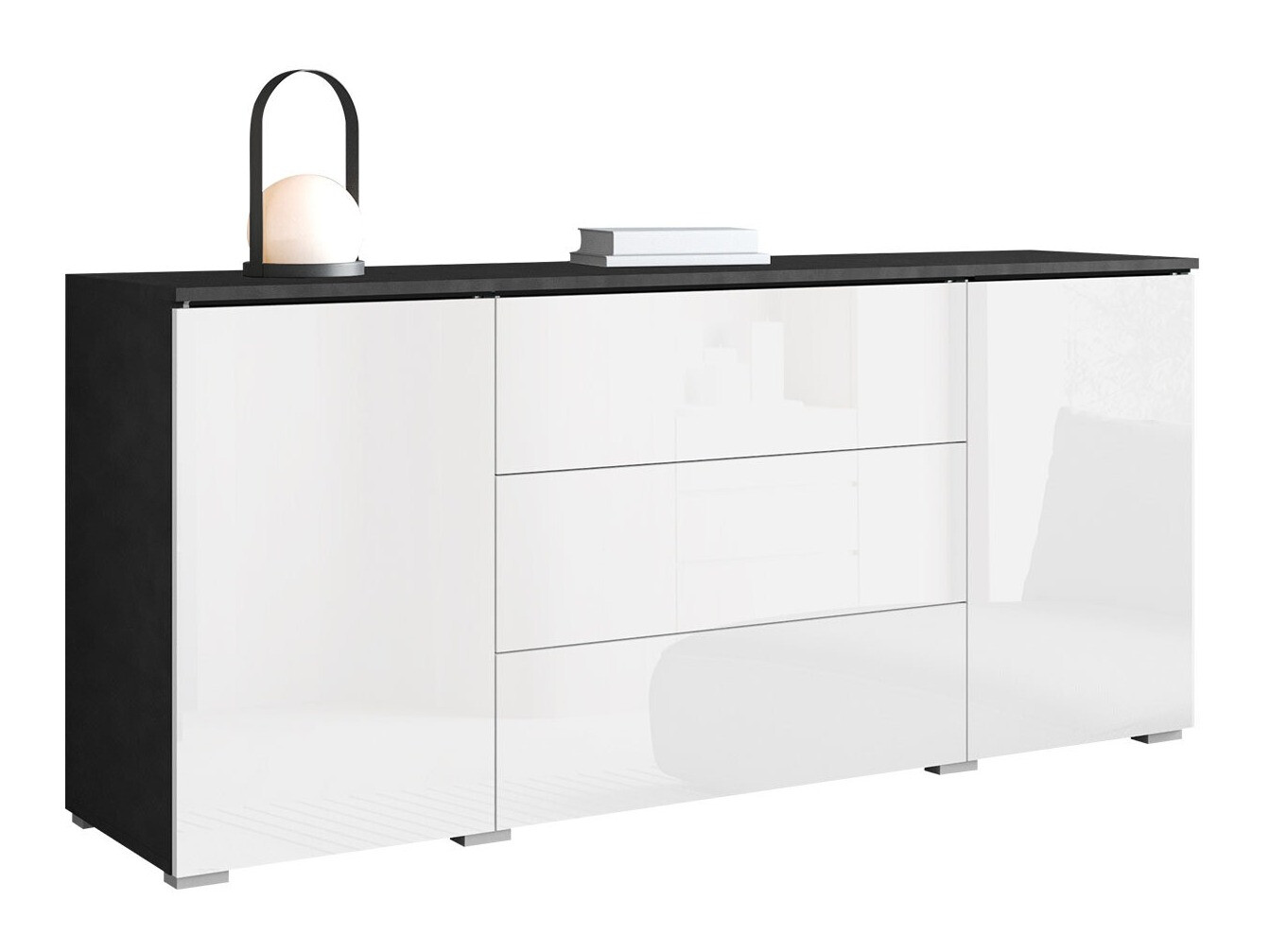 Kommoden Mirfivo 102 (Matera grau + Weiß glänzend)