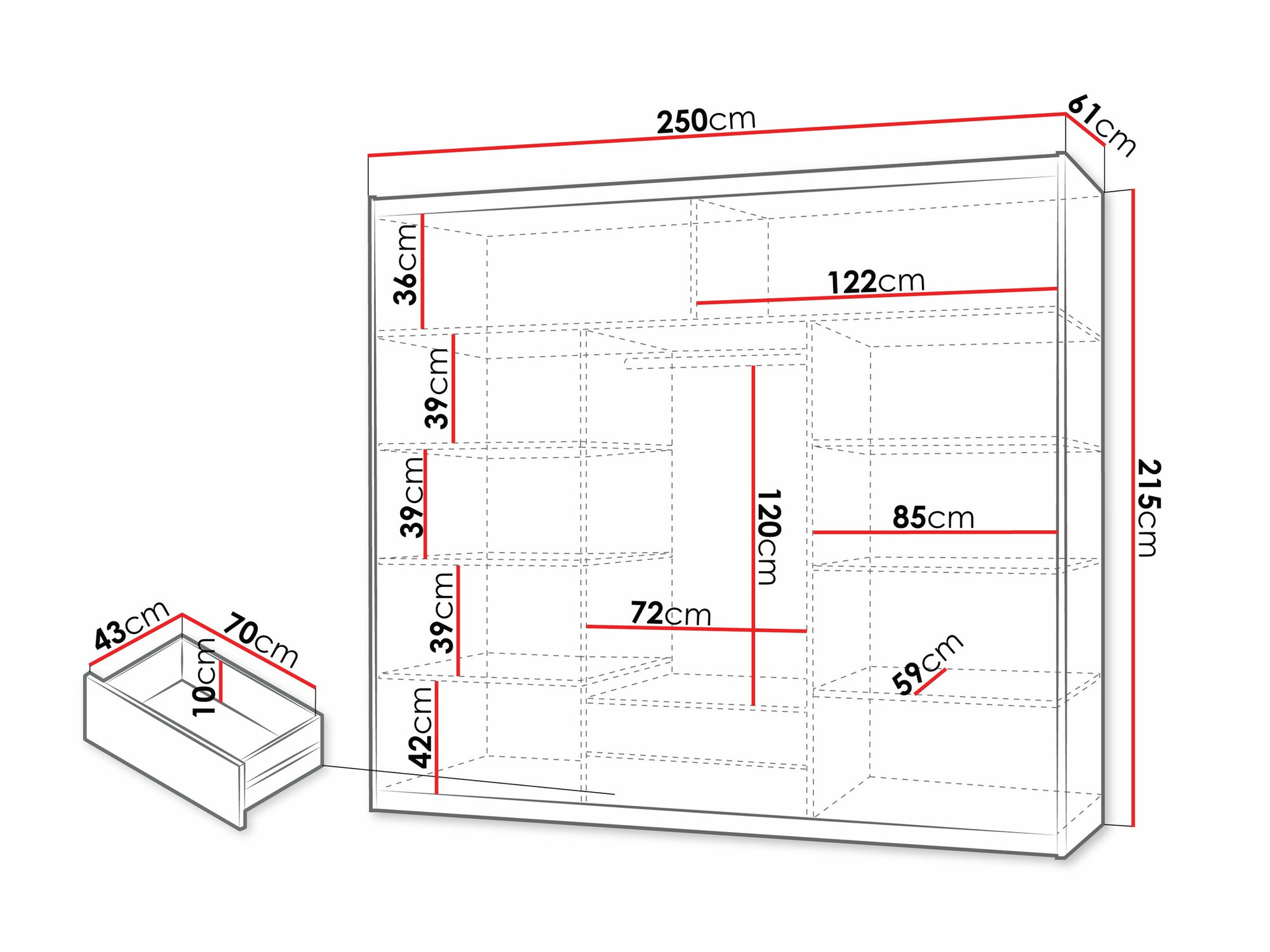 Kleiderschrank Honolulu 119 (Sonoma Eichenholzoptik)
