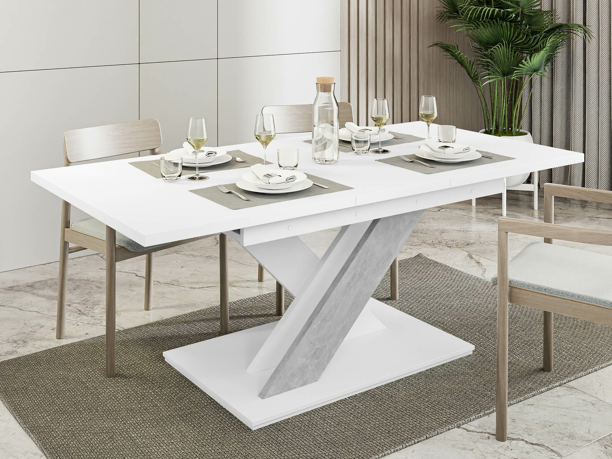 Tisch Decium (Weiß + Beton)