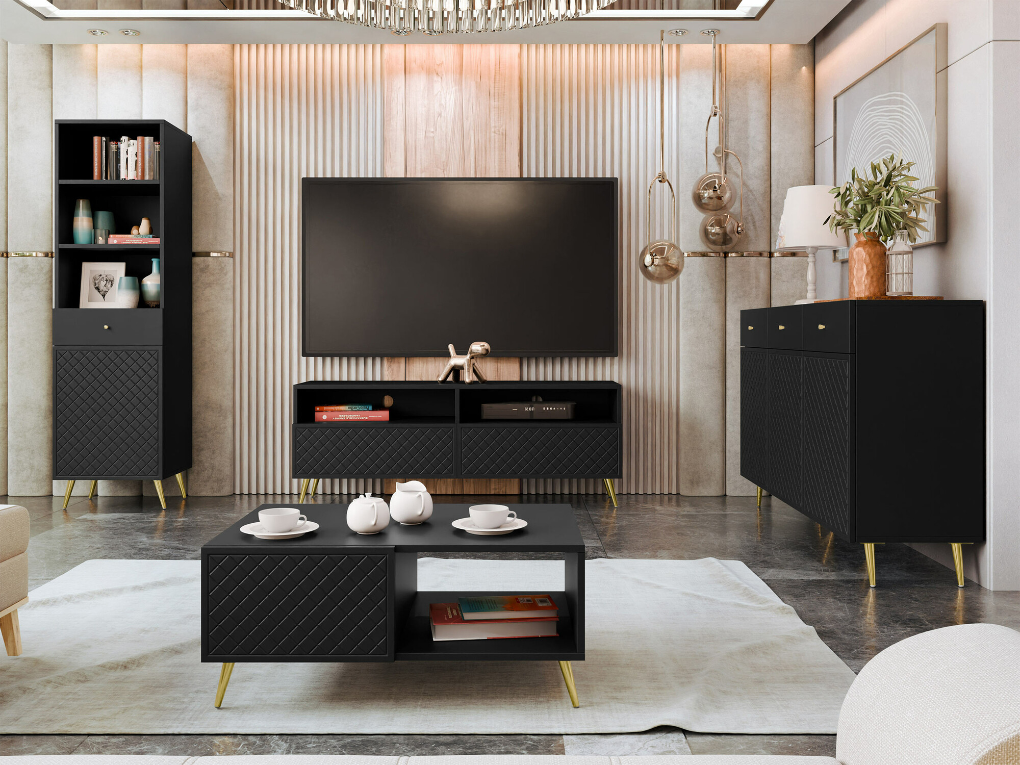 TV-Möbel Comfivo Pavo (Schwarz)