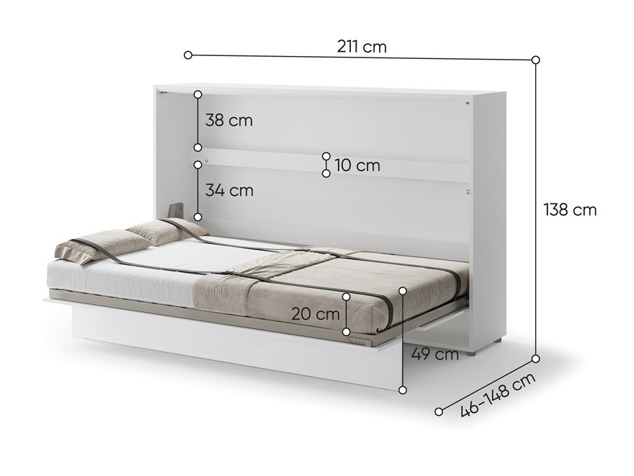 Schrankbett Concept Pro Lenart V (Weiß glänzend)