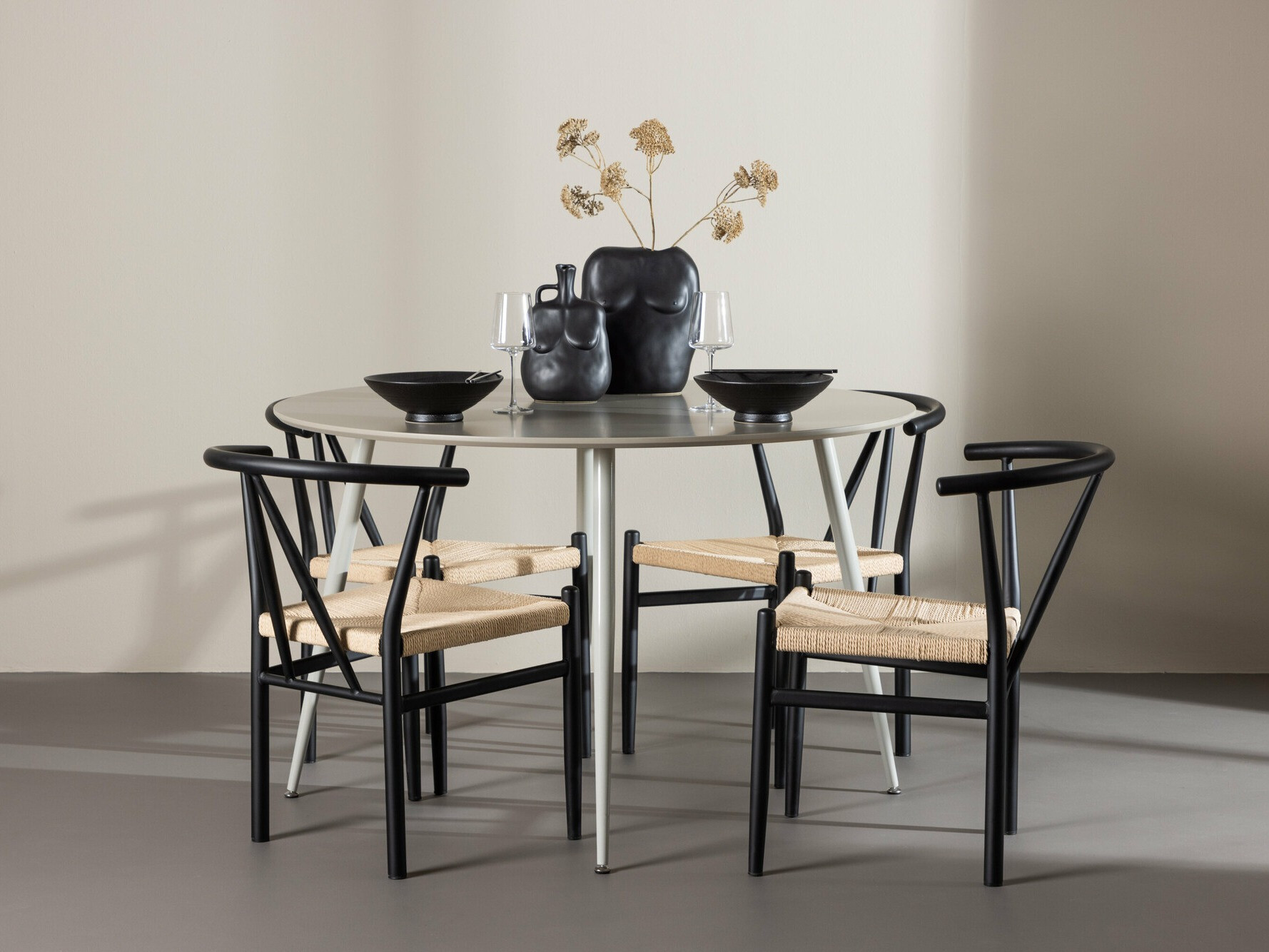 Essgruppe Dallas 4573 (Schwarz + Beige)