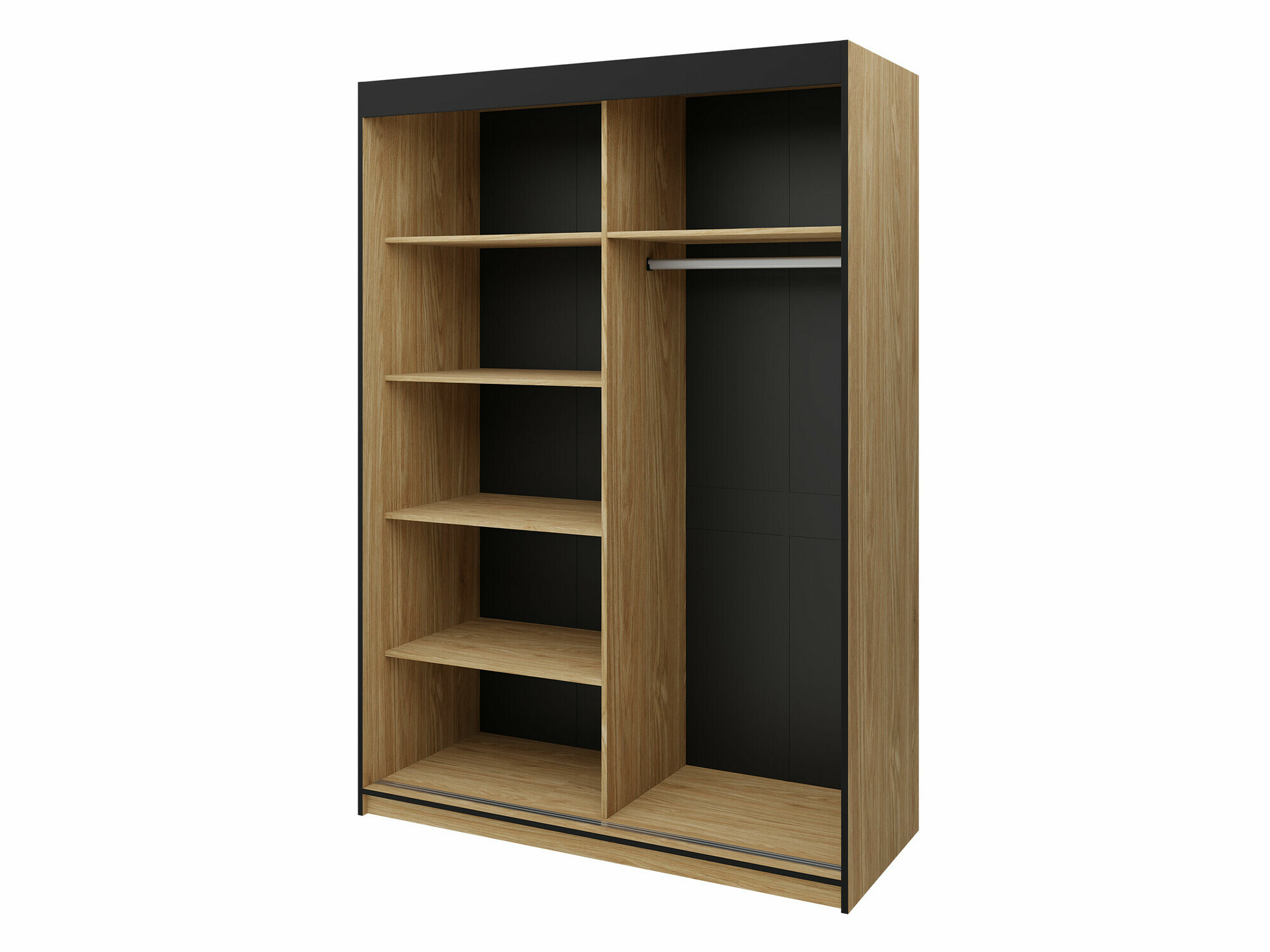 Kleiderschrank Tenreme 101 (Eichenholzoptik + Schwarz)