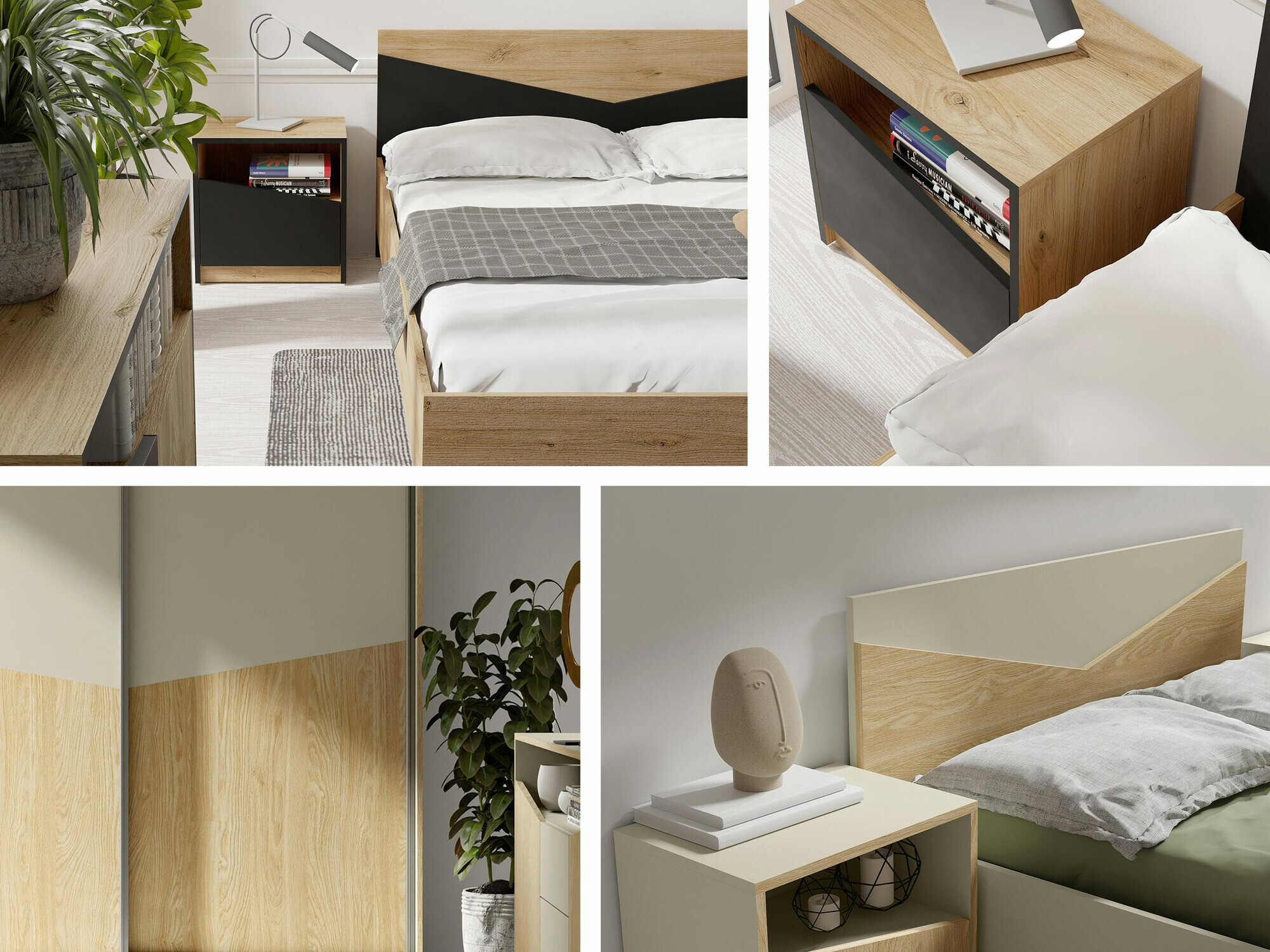 Kleiderschrank Tenreme 101 (Eichenholzoptik + Schwarz)