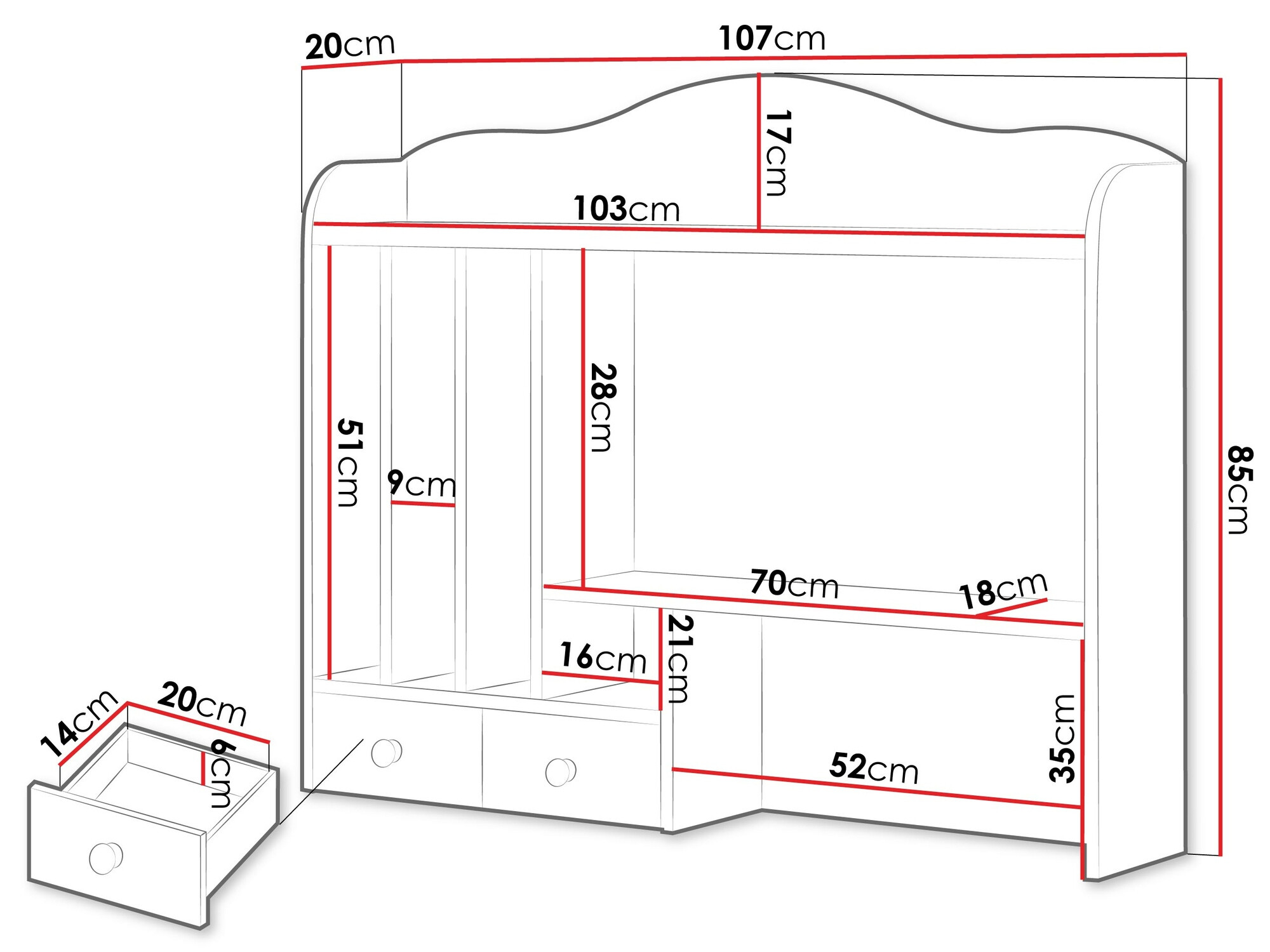 Regal Romelbo 136 (Weiß + Eichenholzoptik)