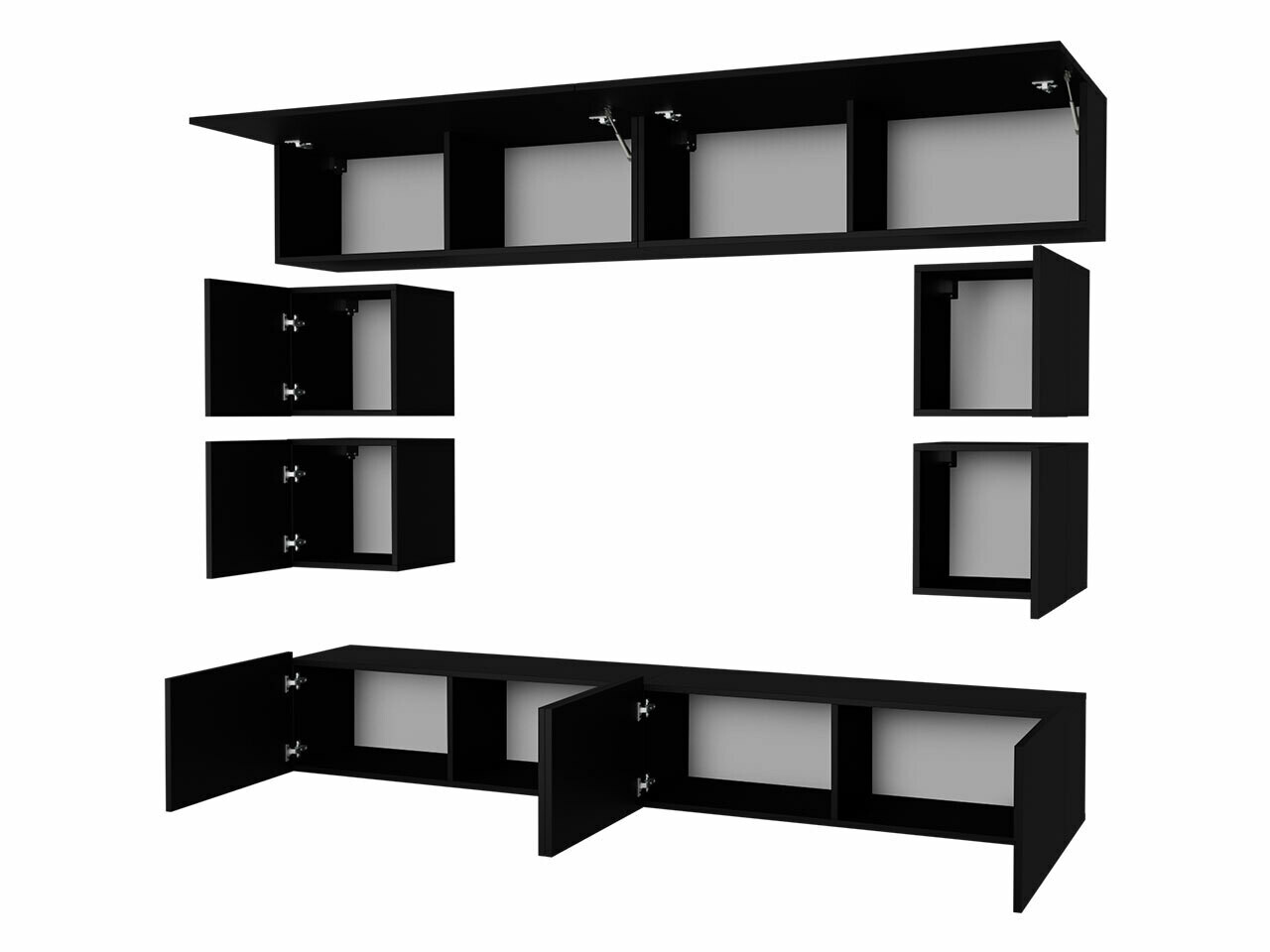 Wohnzimmer-Sets Tivdalu 134 (Schwarz + Schwarz glänzend)