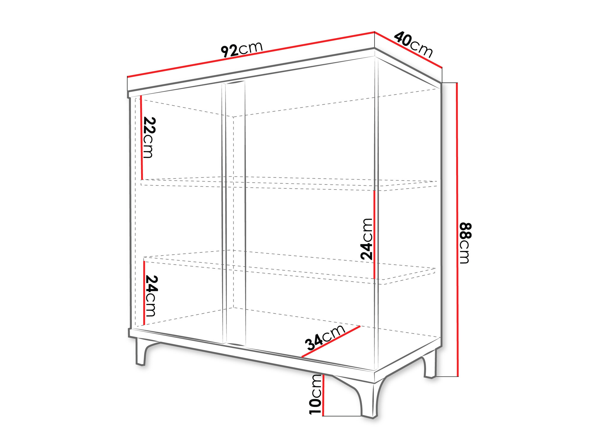 Sideboard Florem II (Weiß + Weiß glänzend + Helles Holz)